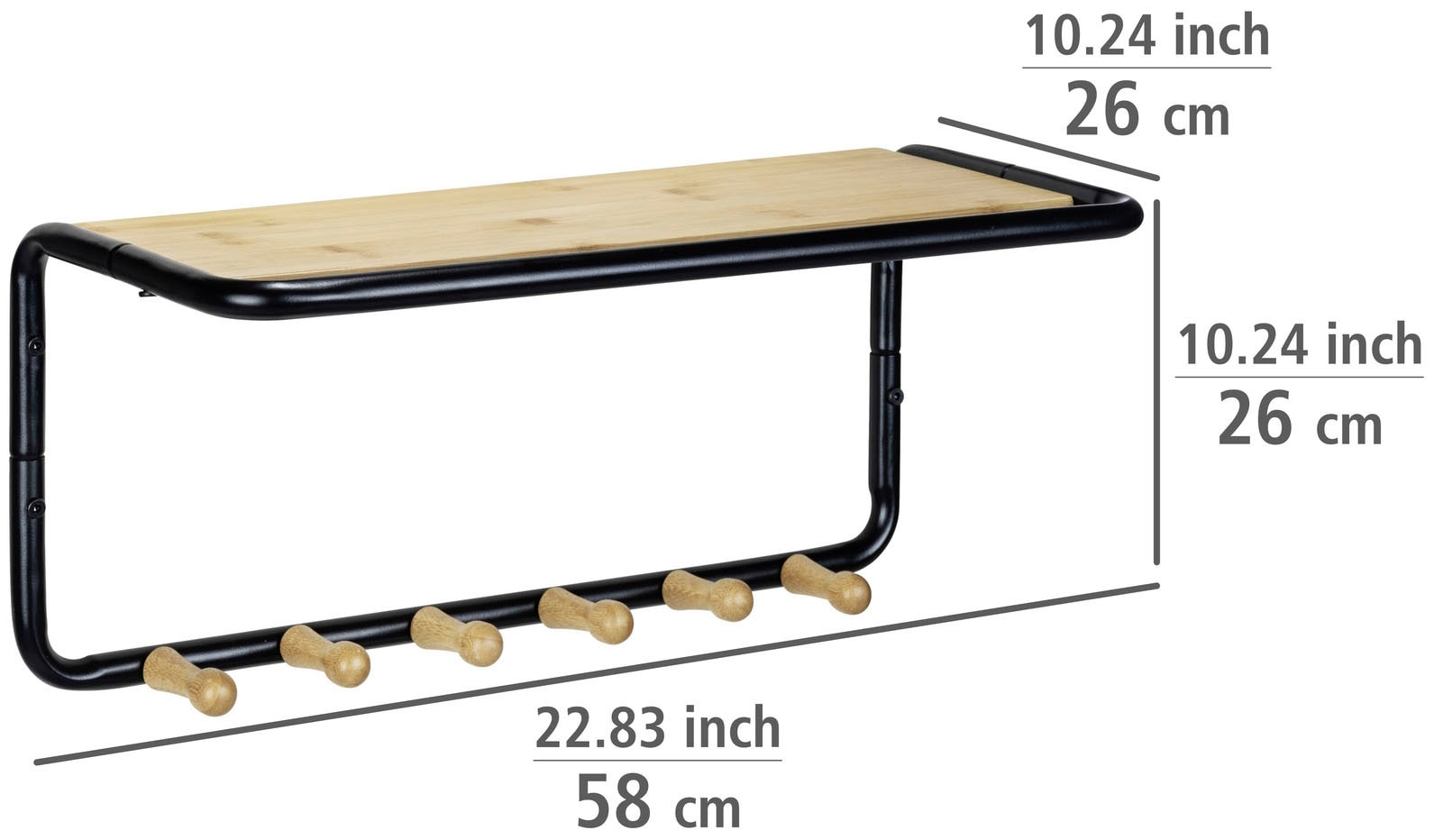 WENKO Wandgarderobe »Loft«, aus Stahlrohr und Bambus