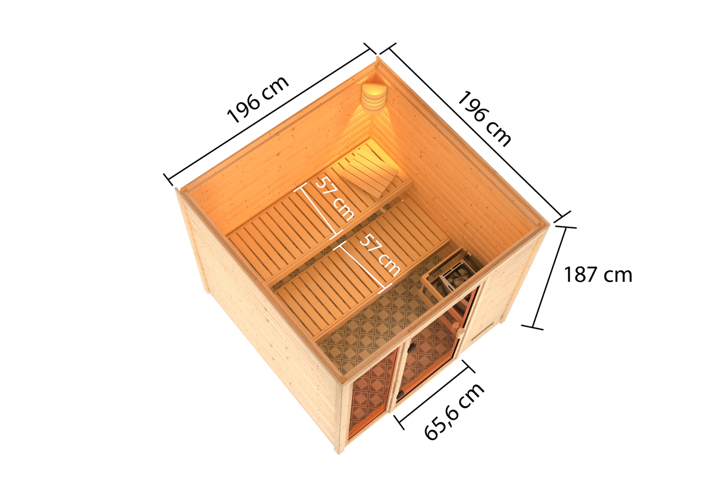 Karibu Sauna »"Jackie" mit bronzierter Tür, naturbelassen« aus hochwertiger nordischer Fichte
