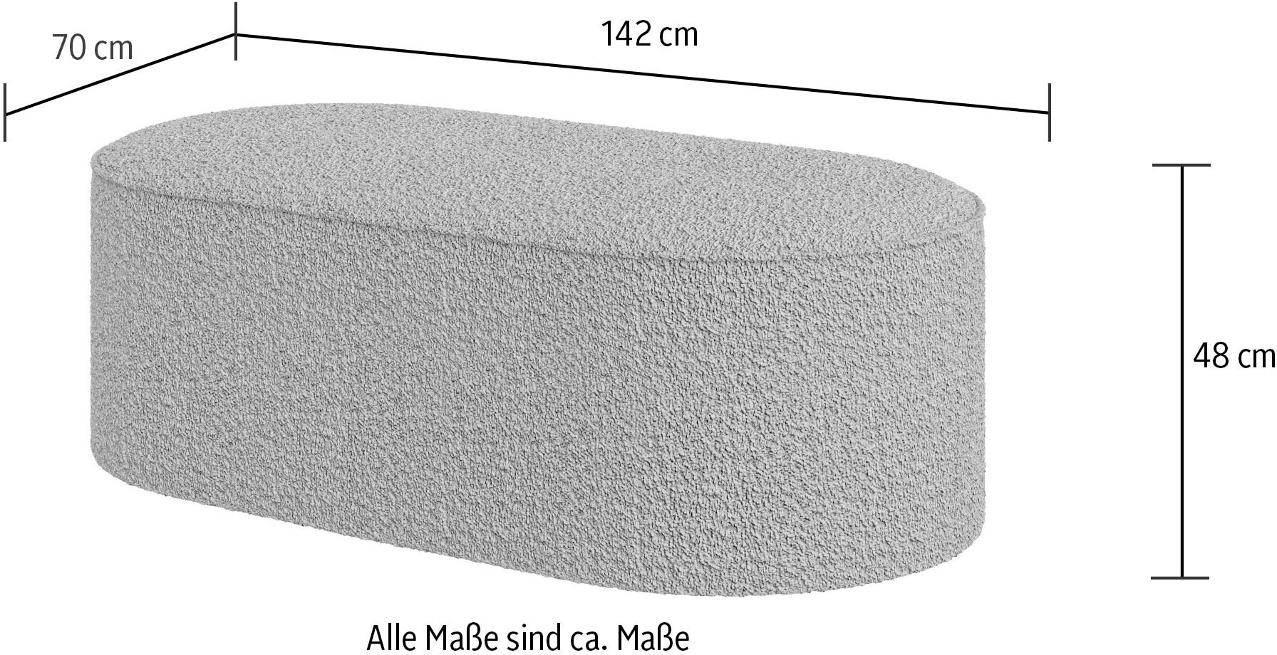 andas Polsterhocker »EIVIND Sitzhocker, Maße: B/T/H: 142/70/48 cm«, auch in Bouclé und Feincord, mit Wellenunterfederung