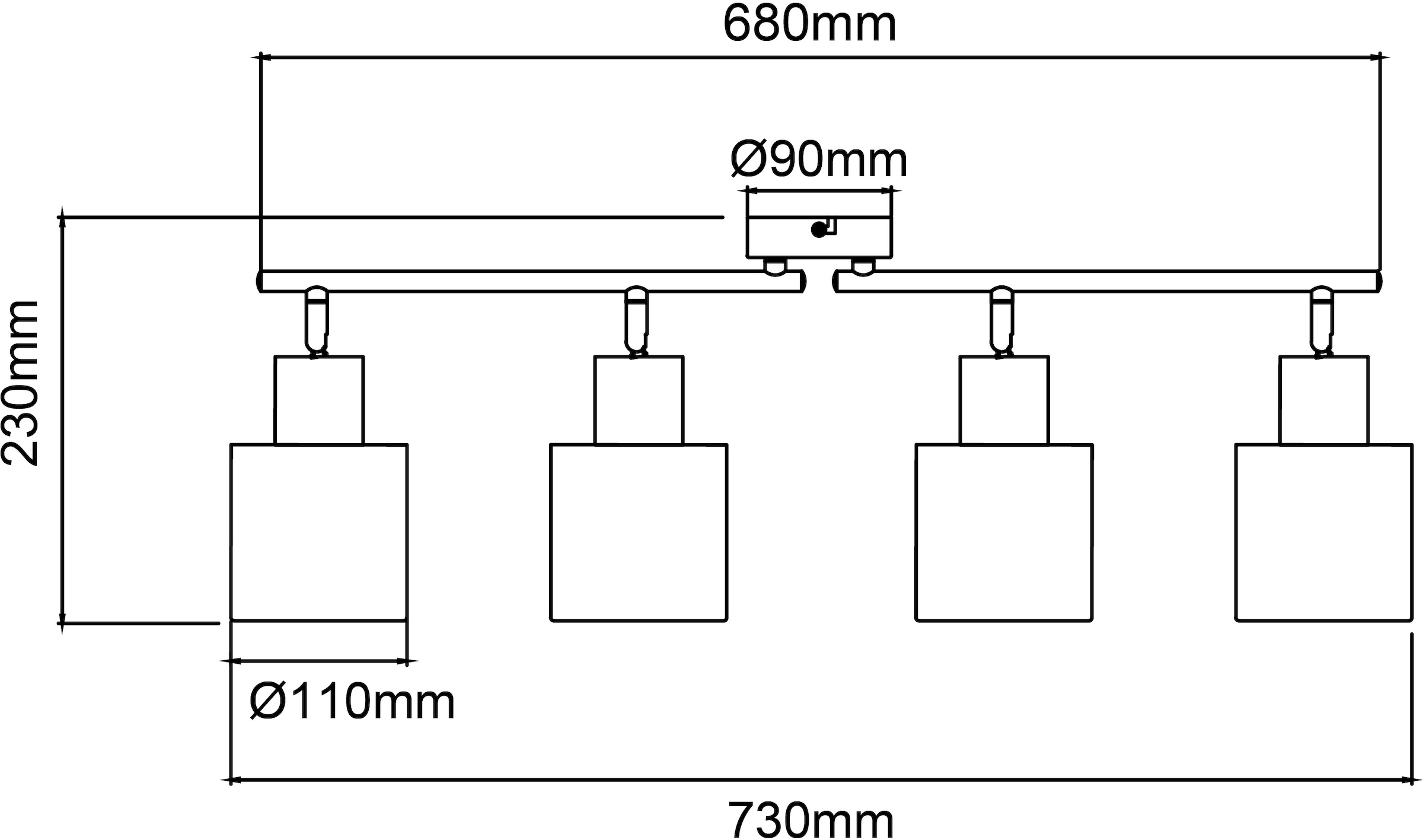 Brilliant Deckenstrahler »Weald«, 4 flammig, Leuchtmittel E27 | ohne Leuchtmittel, Deckenspot mit rauchfarbenen Glas Schirmen - 4 x E27 max. 40 W