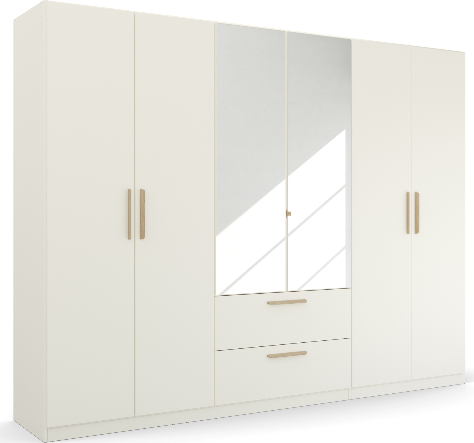 Rauch Kleiderschrank »Skandi by Quadra Spin Schlafzimmerschrank« im Landhaus-Stil mit Massivholzgriffen in weiß, Größe B/H/T: 271 cm x 210 cm x 54 cm