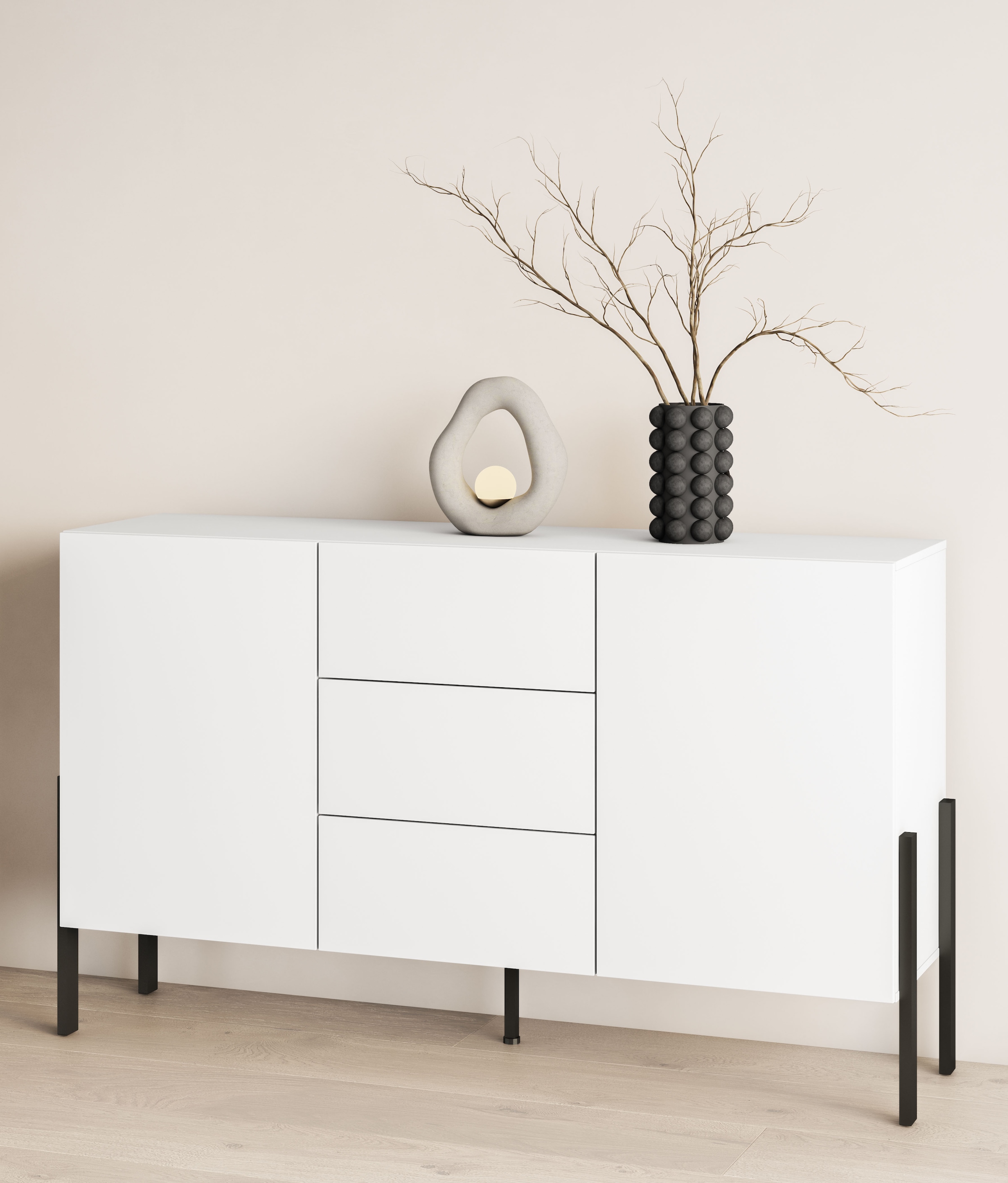 INOSIGN Sideboard »Jukon, Breite 150 bzw.180 cm, moderne grifflose Kommode«, Schubladenschrank 2 Türen/3 Schubkästen, push-to-open-Funktion