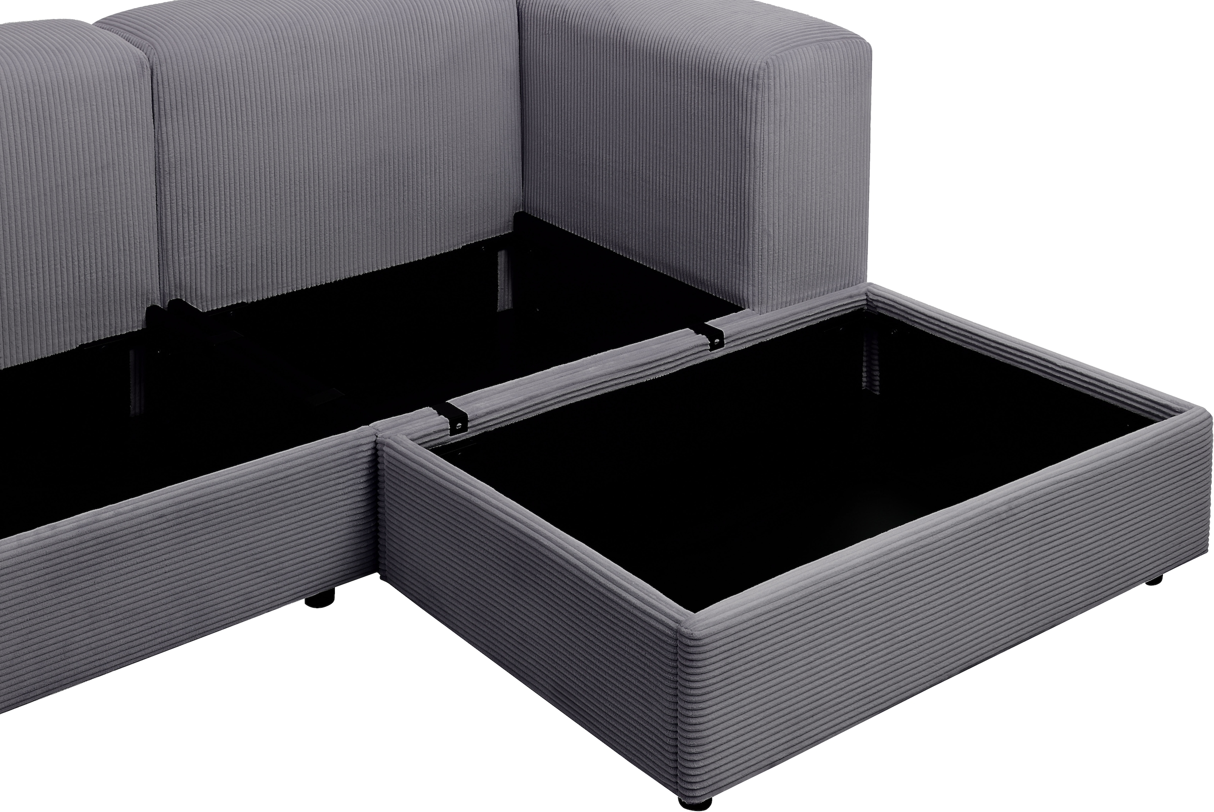 ATLANTIC home collection Ecksofa »Uno, L-Form, Breite: 307cm« beidseitig montierbarem Longchair,mit Taschenfederkern, in Cord