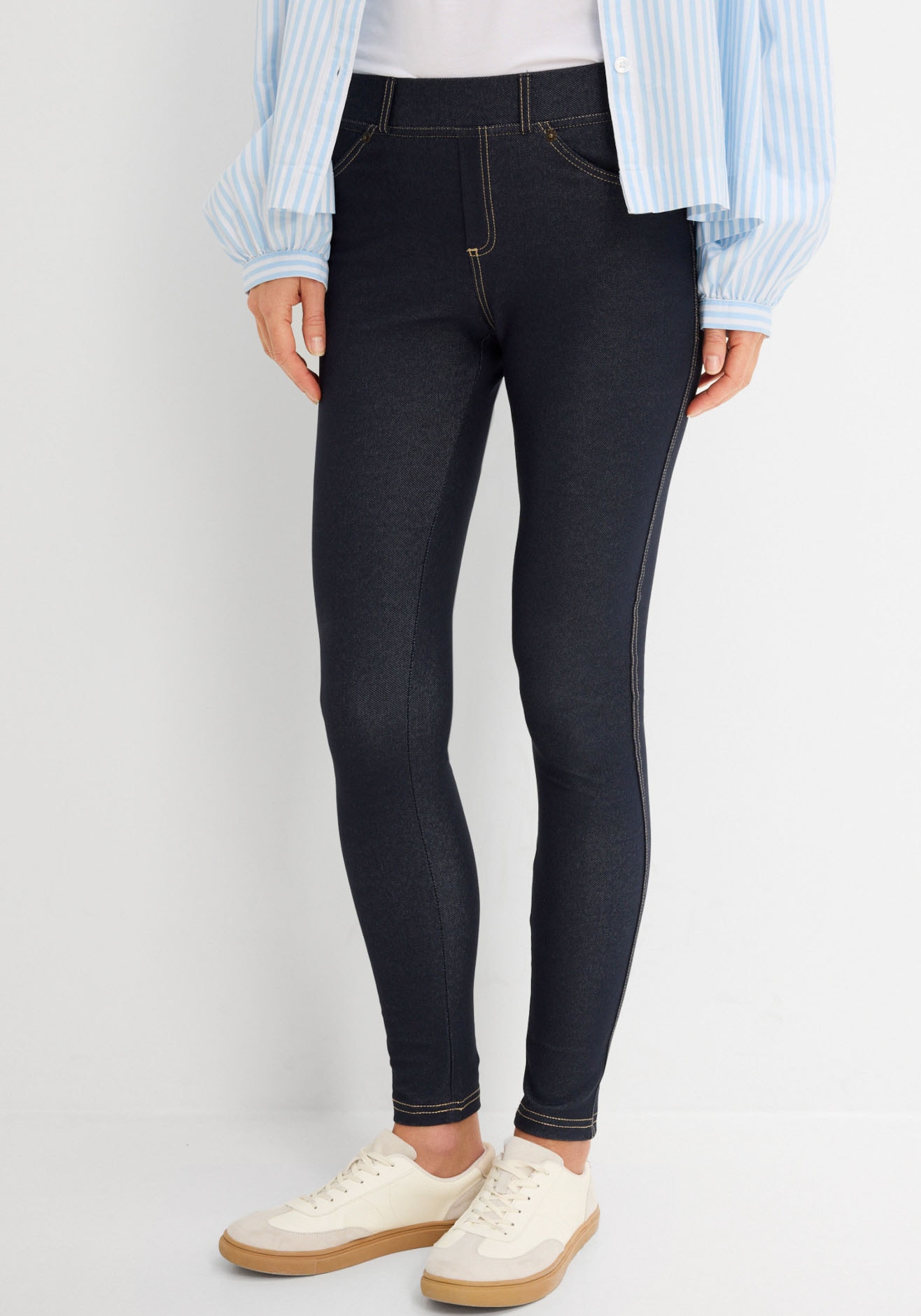 bonprix Leggings  Skinny Fit, mit Eingrifftaschen und Gesäßtaschen, mit Gummizug
