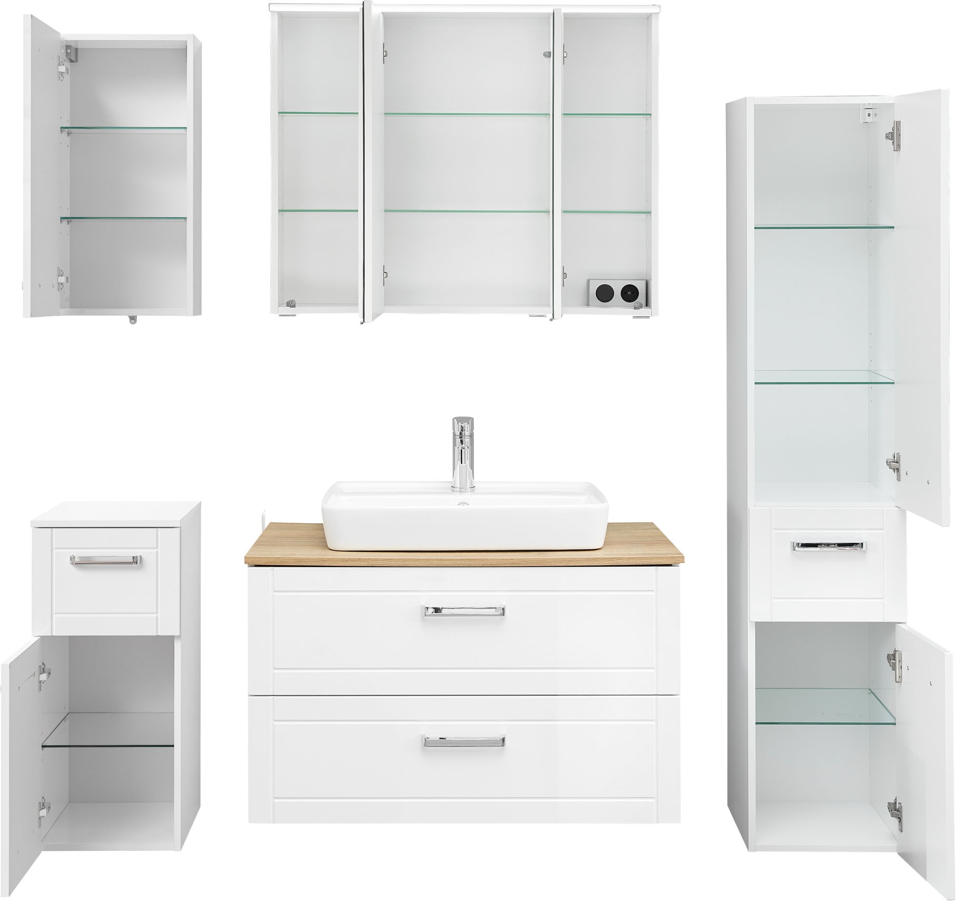 Saphir Badmöbel-Set »Serie 3007,7-teilig, mit Türdämpfern« 7 Stk. tlg.