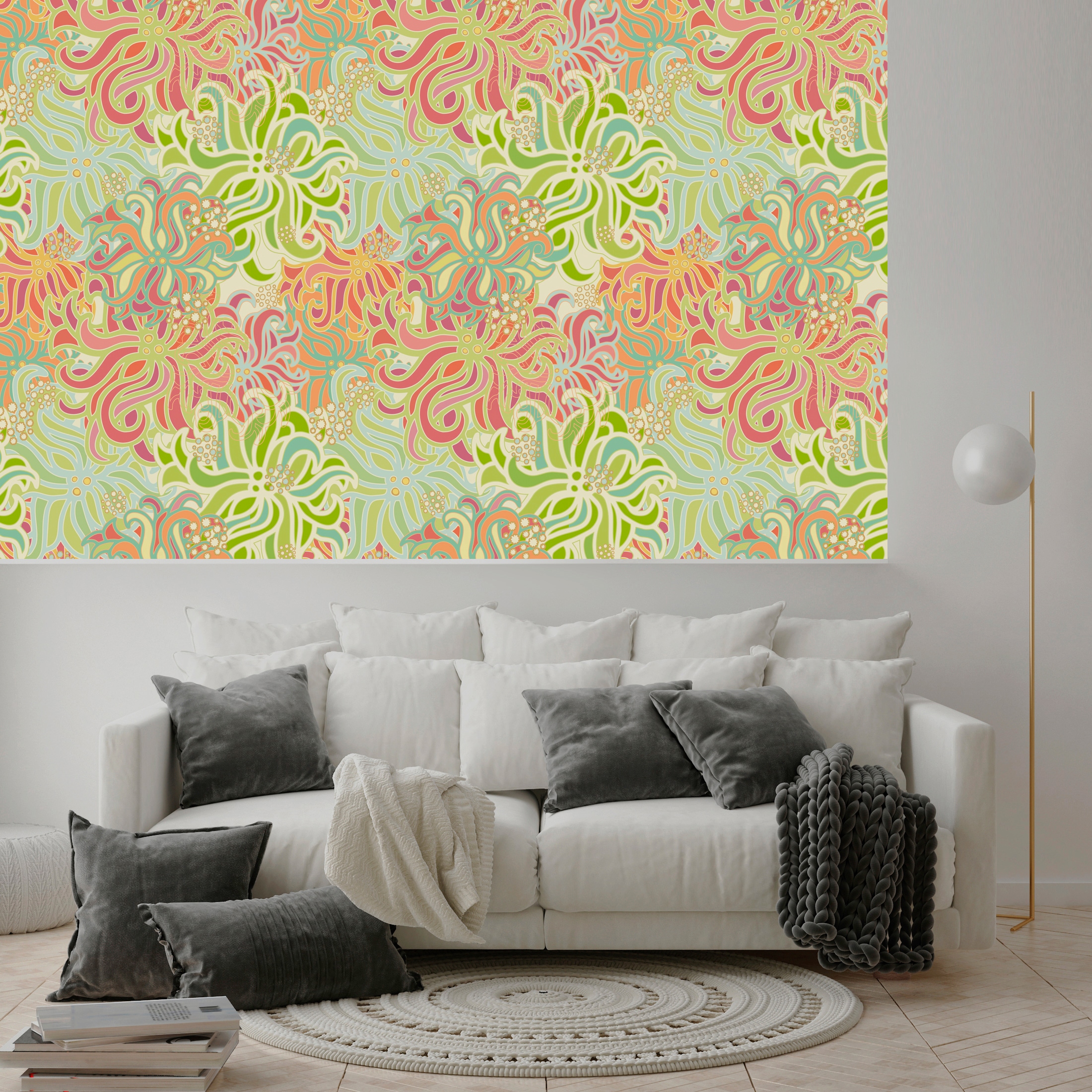 queence Vinyltapete »Gerrit« Motiv | bedruckt | botanisch | floral | gemustert | natürlich glatt 90x250cm, selbstklebend, kinderleichte Anbringung, , Sticker