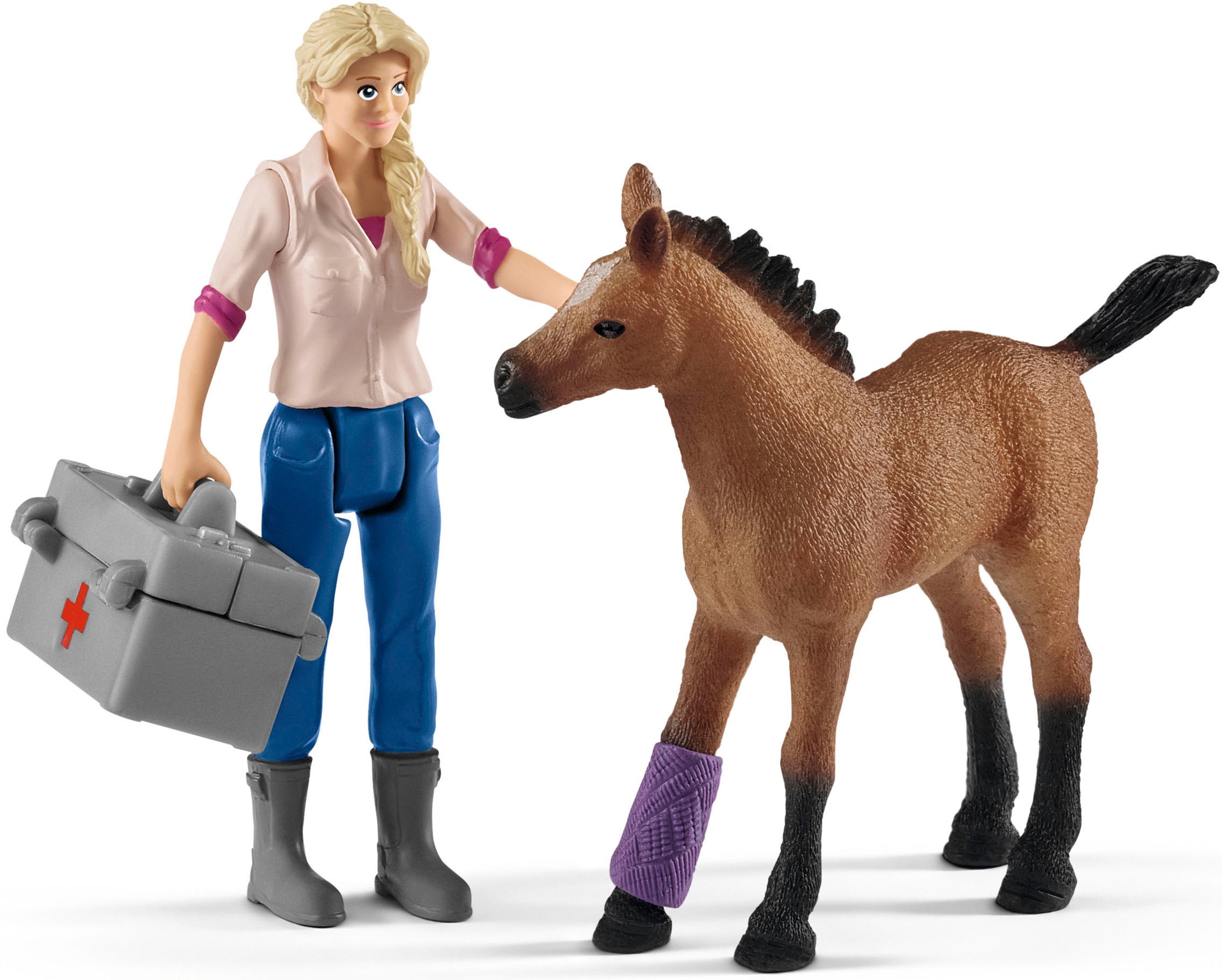 Schleich® Spielfigur »HORSE CLUB, Spielset, Arztbesuch bei Stute und Fohlen (42486)«, Made in Europe