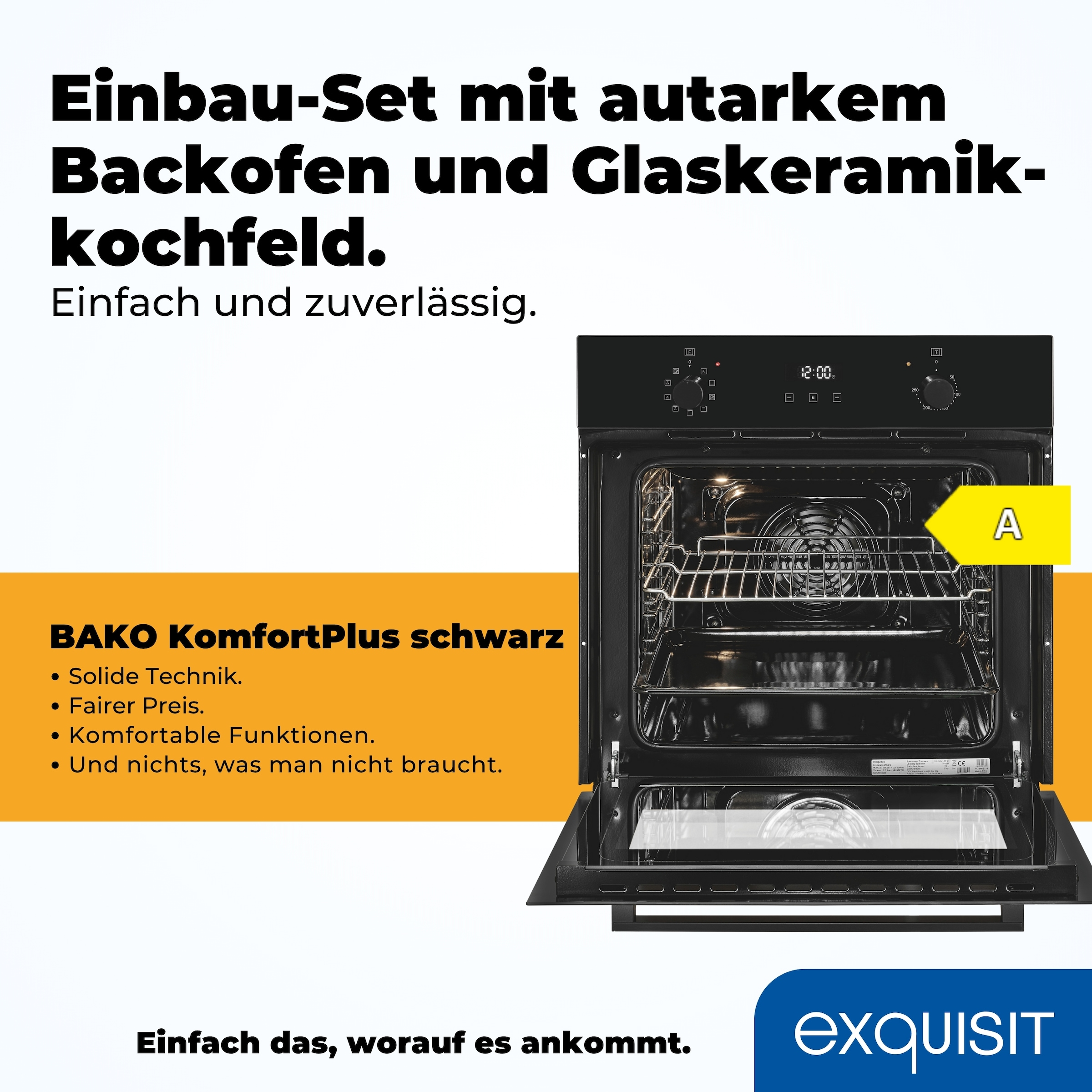 exquisit Backofen-Set »EBE257-H-020 schwarz« Set, 2 Stk. tlg.