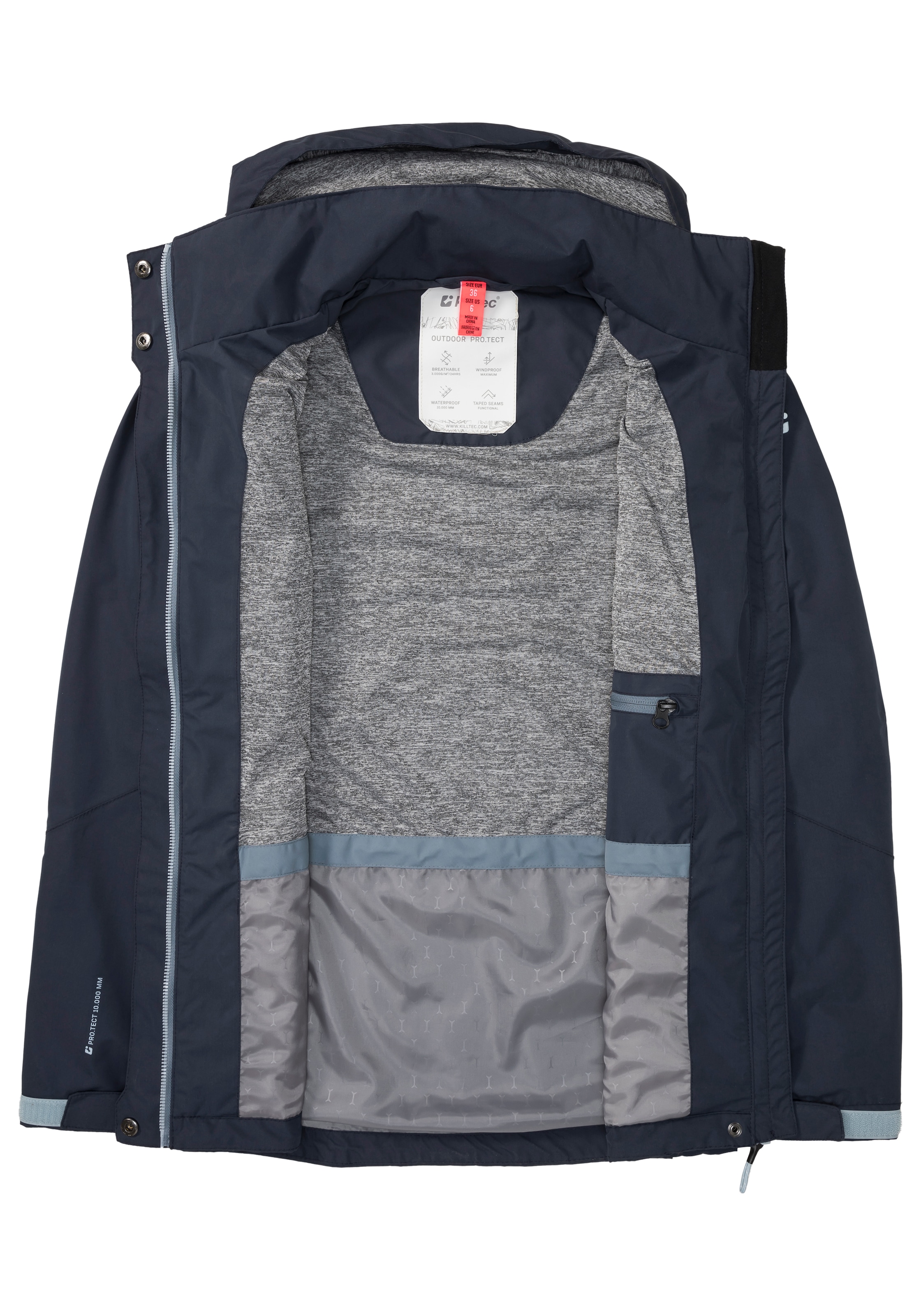 Killtec Regenjacke, mit Kapuze, Wasser- & winddicht & leicht & abzippbarer Kapuze