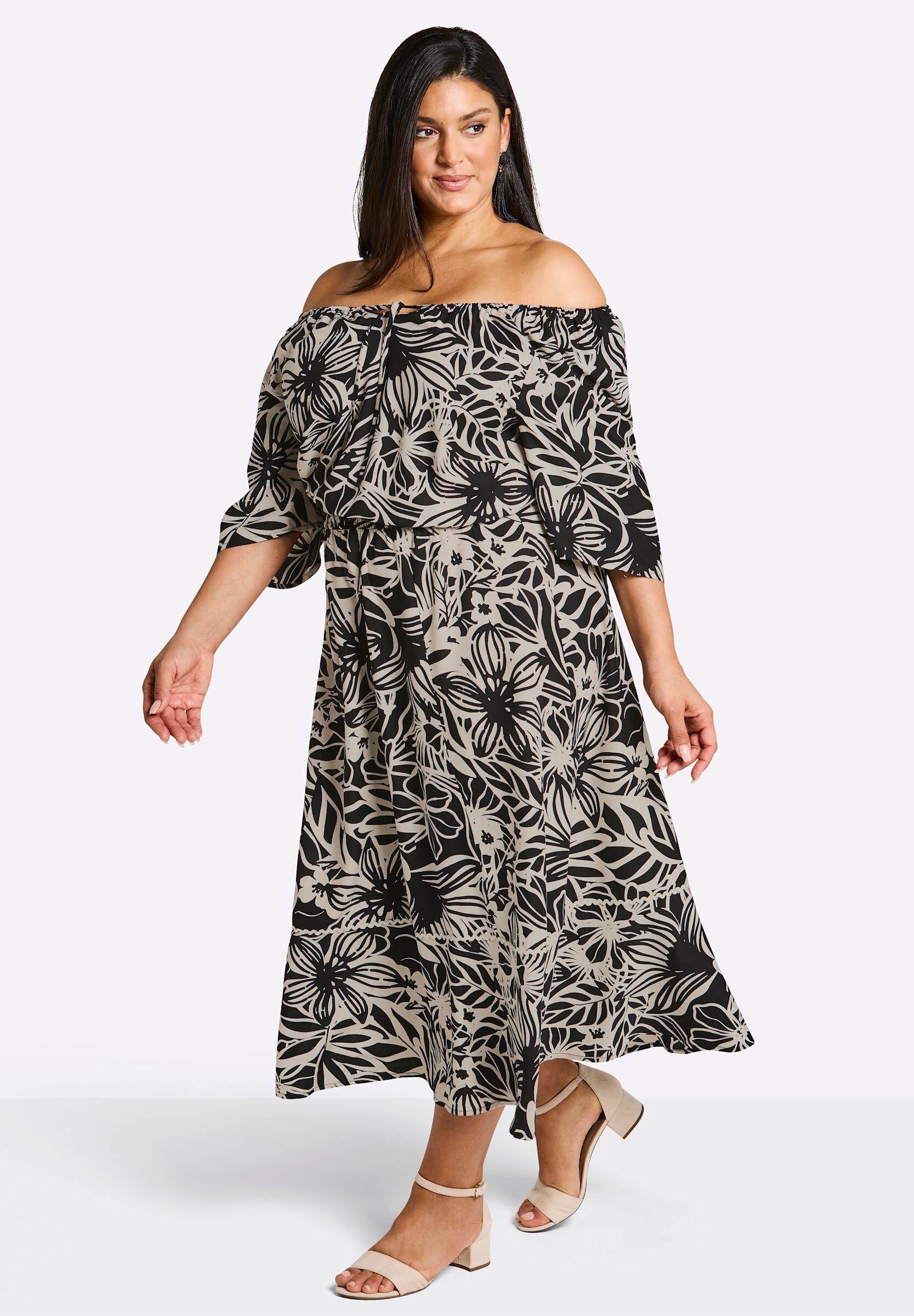 Sheego Shirtkleid »Maxikleid Maxikleid mit floralem Alloverdruck« Ohne Taschen