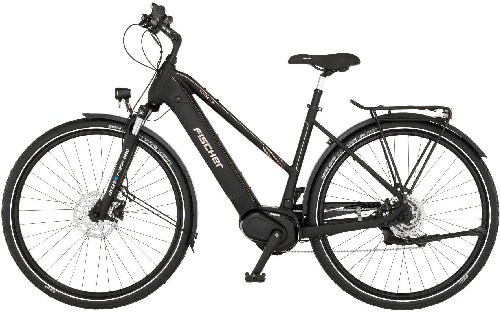 FISCHER Fahrrad E-Bike »VIATOR 4.2i«, 9 Gang, Shimano, Acera, Mittelmotor 250 W, (mit Faltschloss), Pedelec, Elektrofahrrad für Damen u. Herren, Trekkingrad