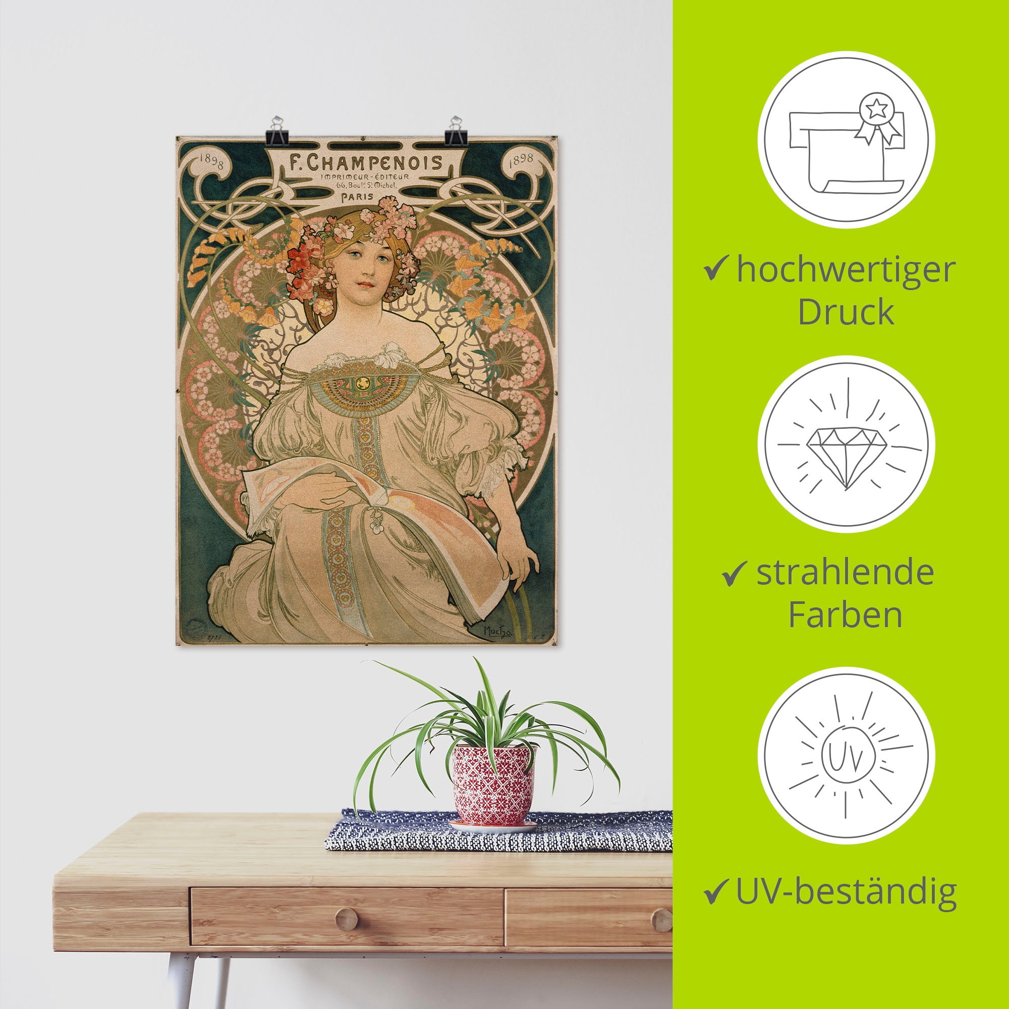 Artland Kunstdruck »Plakat für F. Champenois. 1897«, Ausstellungsplakate, (1 St.), als Alubild, Leinwandbild, Wandaufkleber oder Poster in versch. Größen