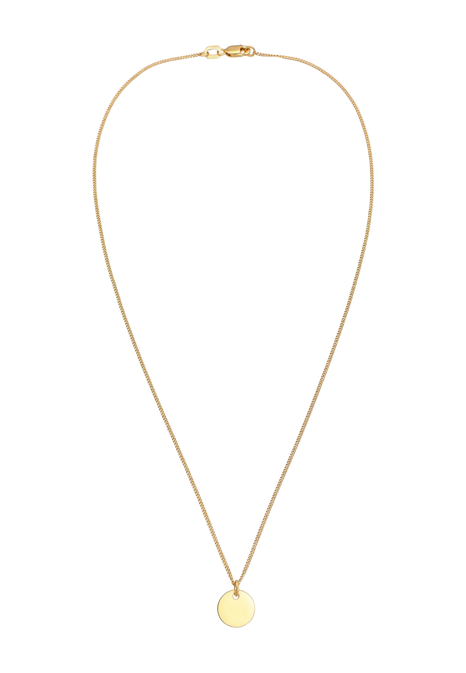 Elli Premium Kette ohne Anhänger »Halskette Kids Plättchen Coin 375 Gelbgold«