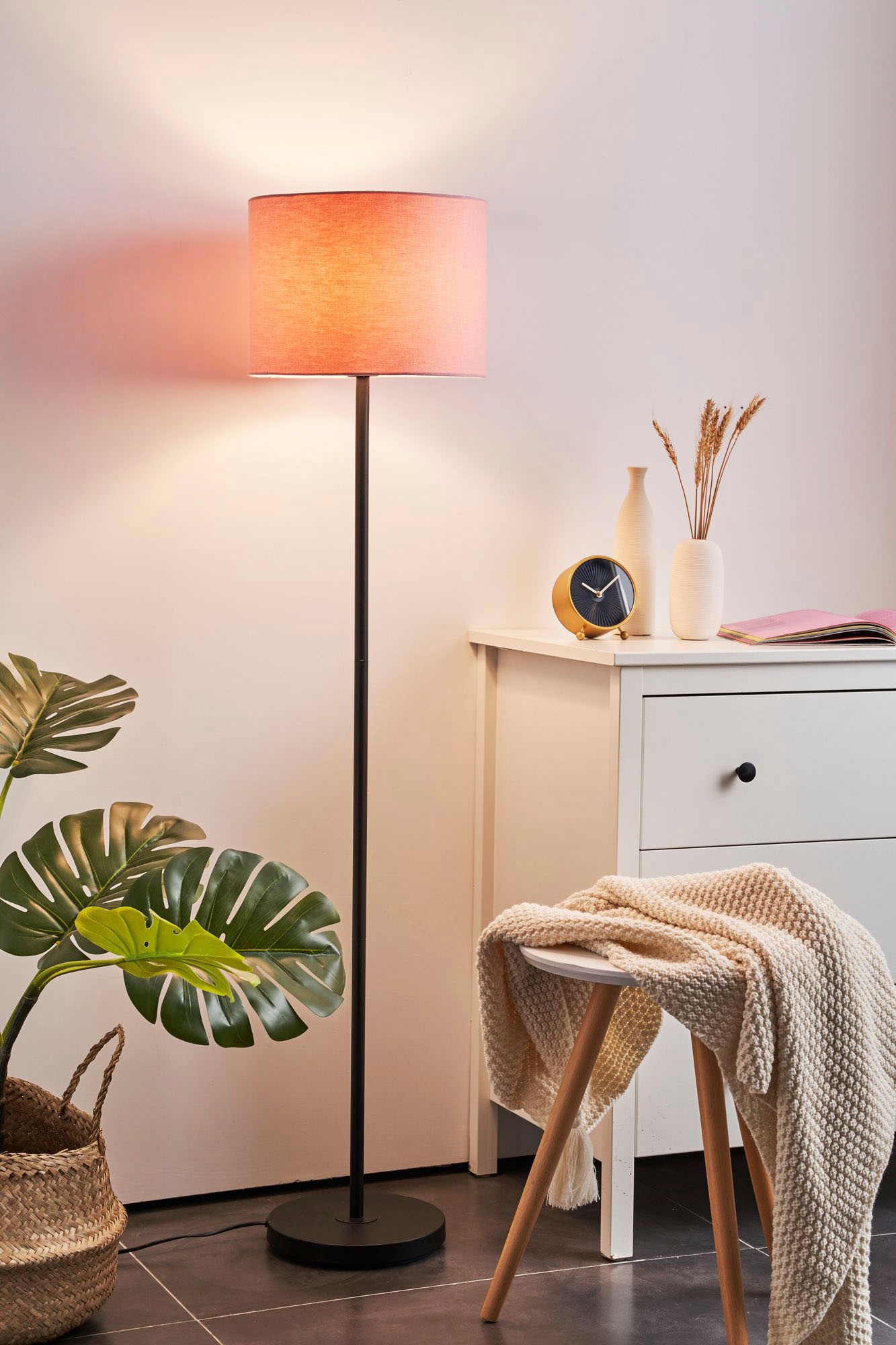 Pauleen Stehlampe »Grand Reverie«, 10 flammig, Leuchtmittel E27 | ohne Leuchtmittel, E27, Stoffschirm Rosa