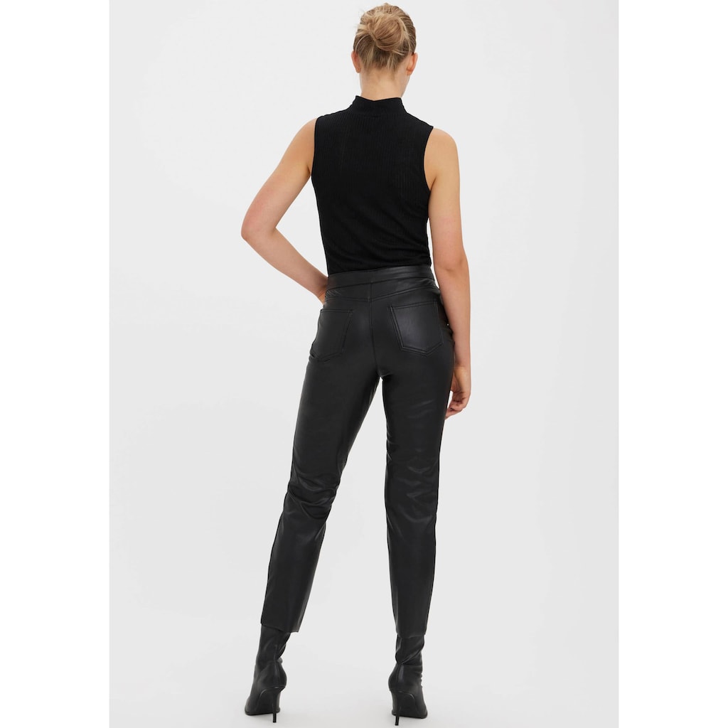 Vero Moda Lederimitathose »VMBRENDA HR STRAIGHT PL ANK PANT NOOS«