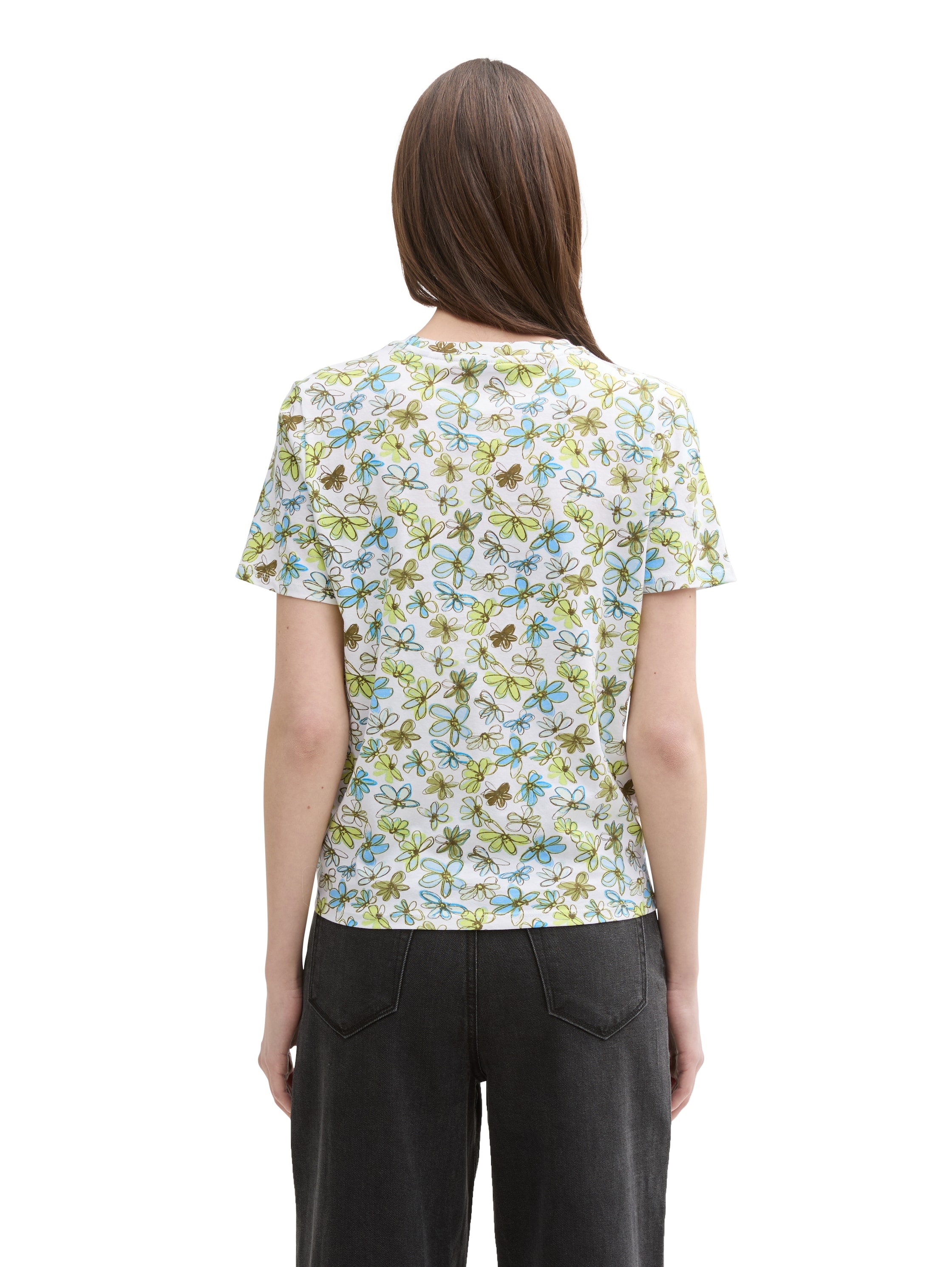 TOM TAILOR Denim T-Shirt, mit Minimalprint und seitlichem Knoten