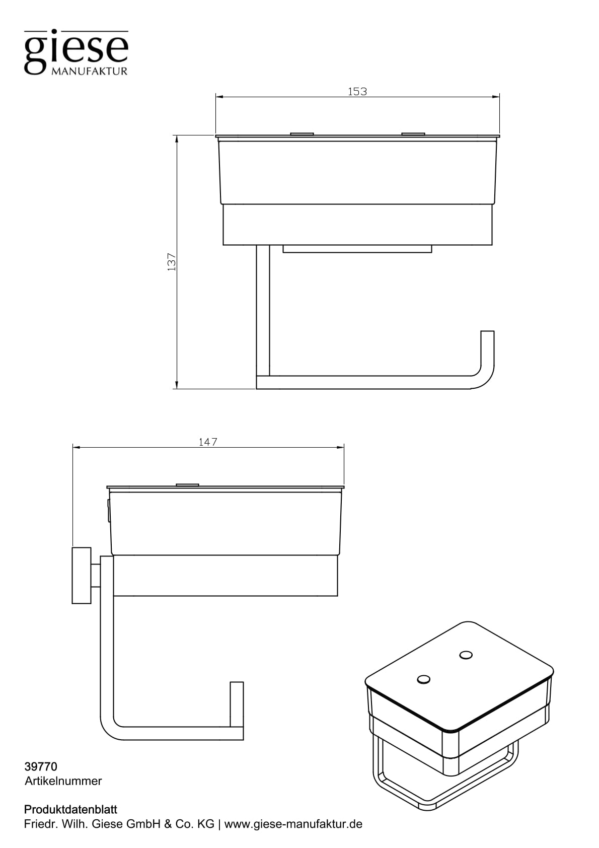 Giese Feuchttücherbox, mit WC-Rollen Halter