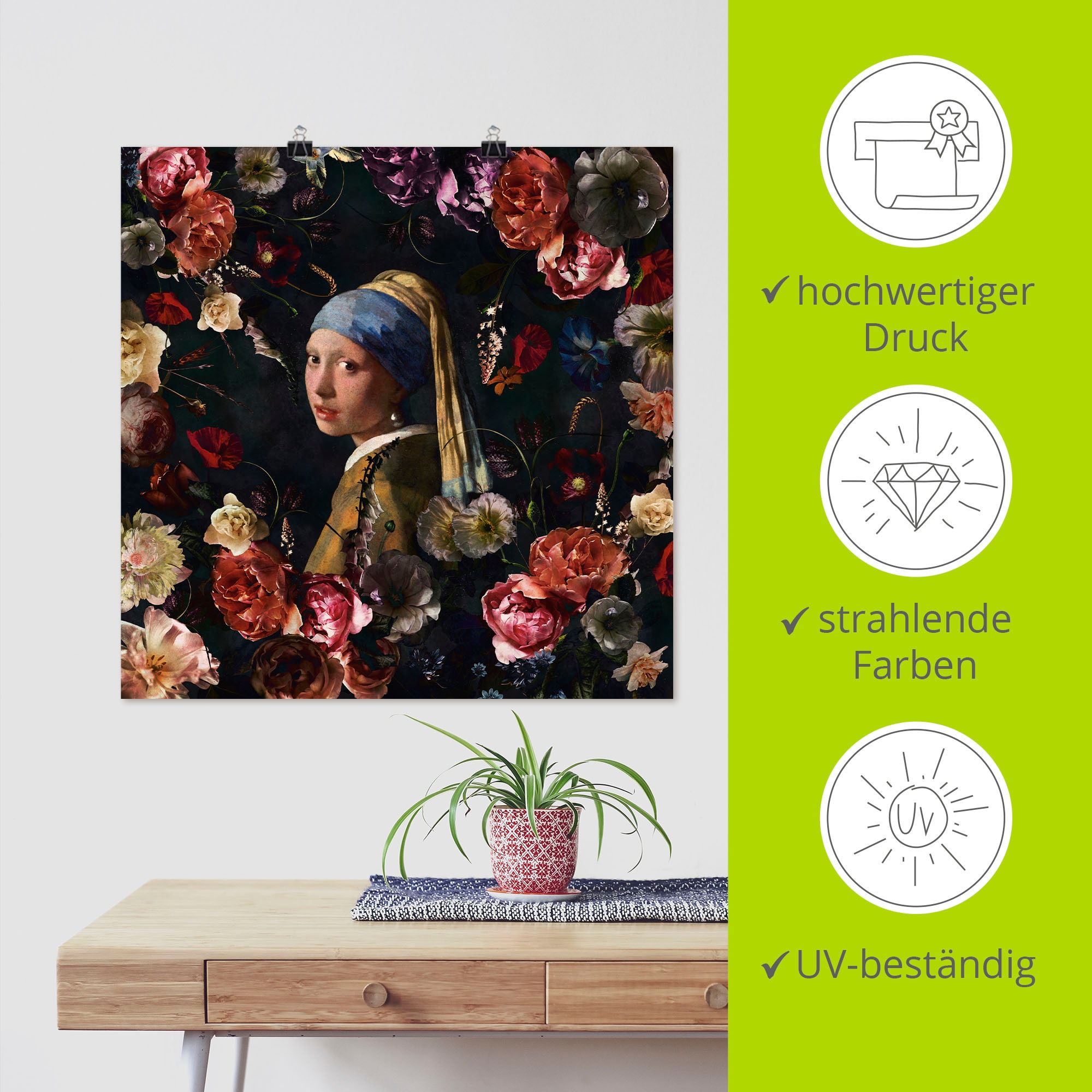 Artland Wandbild »Mädchen mit den Perlenohrring Adaption« Portrait 1 Stk. tlg. als Alubild, Leinwandbild, Poster, Wandaufkleber in verschied. Größen