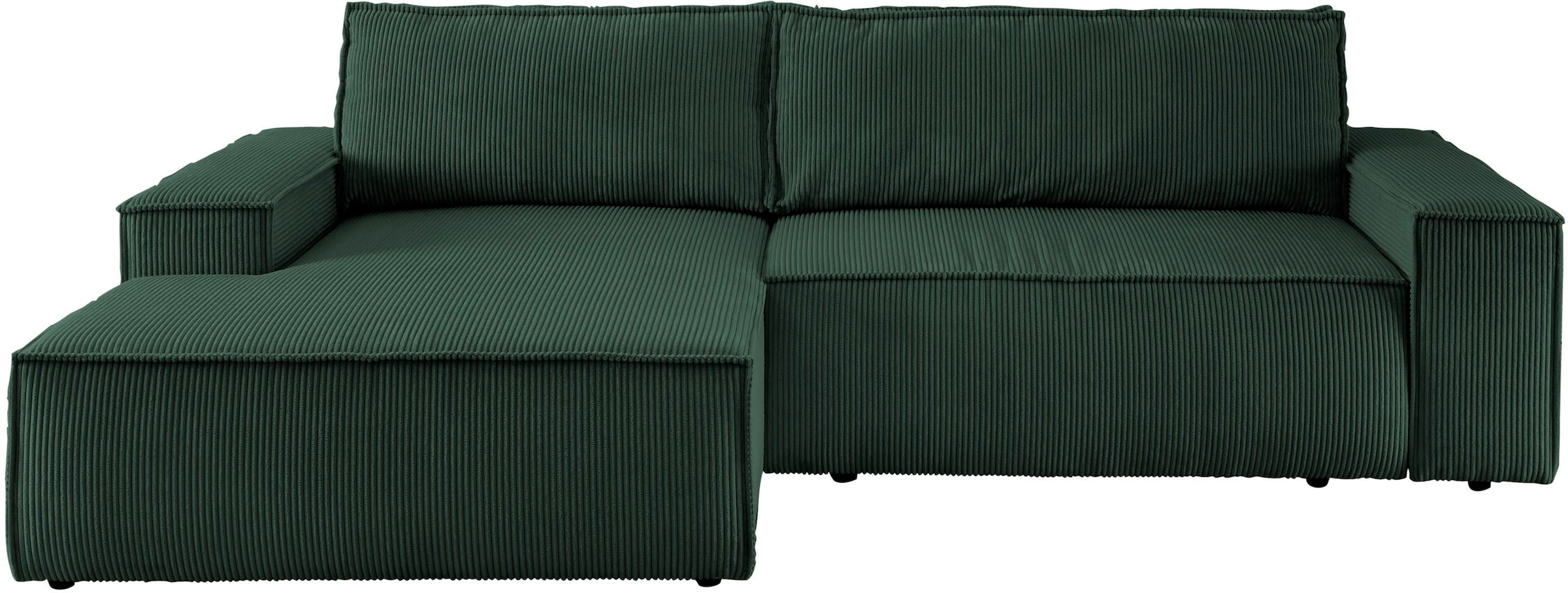 Home affaire Ecksofa SHERWOOD Schlafsofa 267 cm, L-Form, Schlaffunktion mit Bettkasten (210x136 cm), Cord, Vintage, Samtvelours