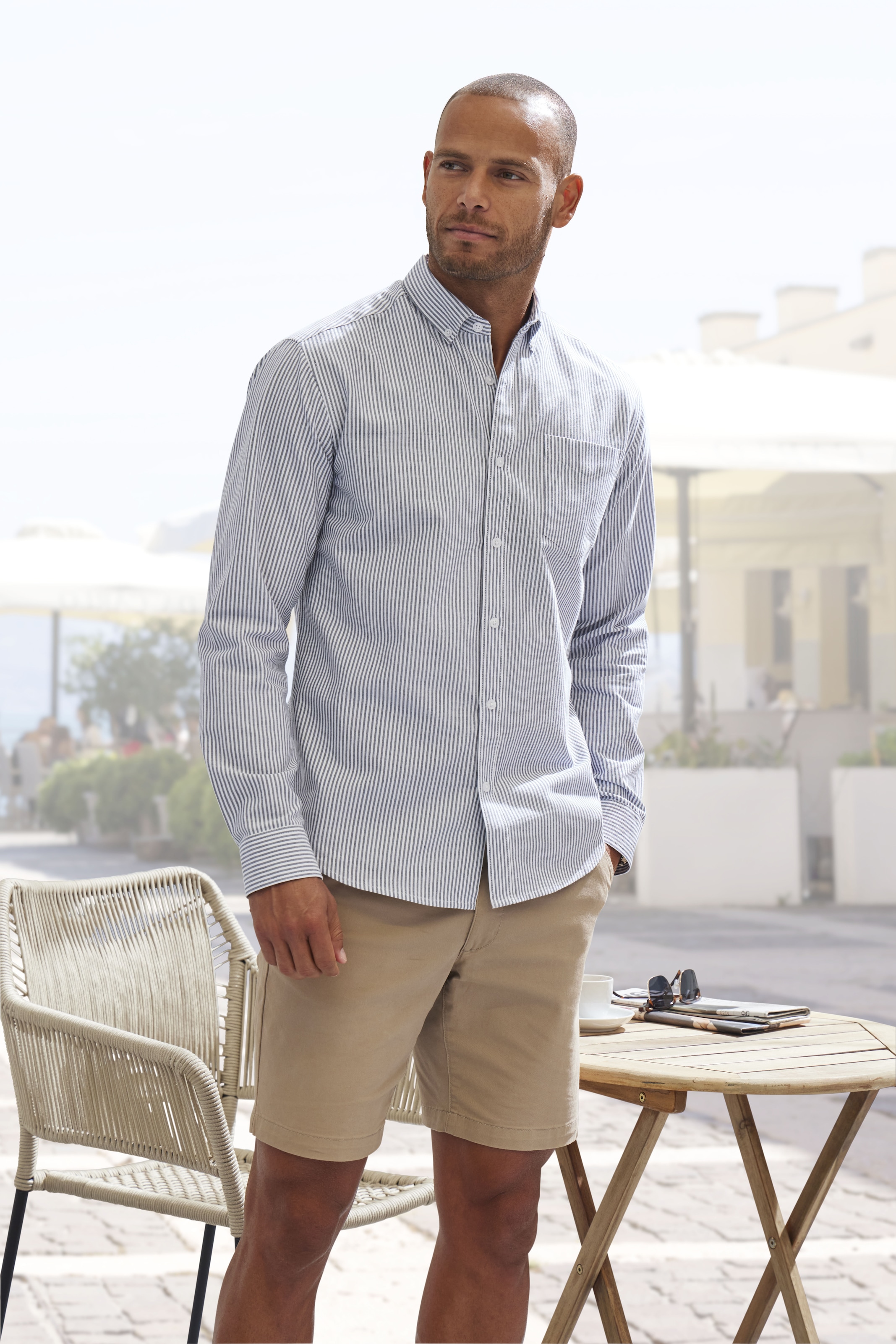 H.I.S Langarmhemd »Regular-fit«, Oxfordhemd langarm mit Button-down-Kragen aus reiner Baumwolle