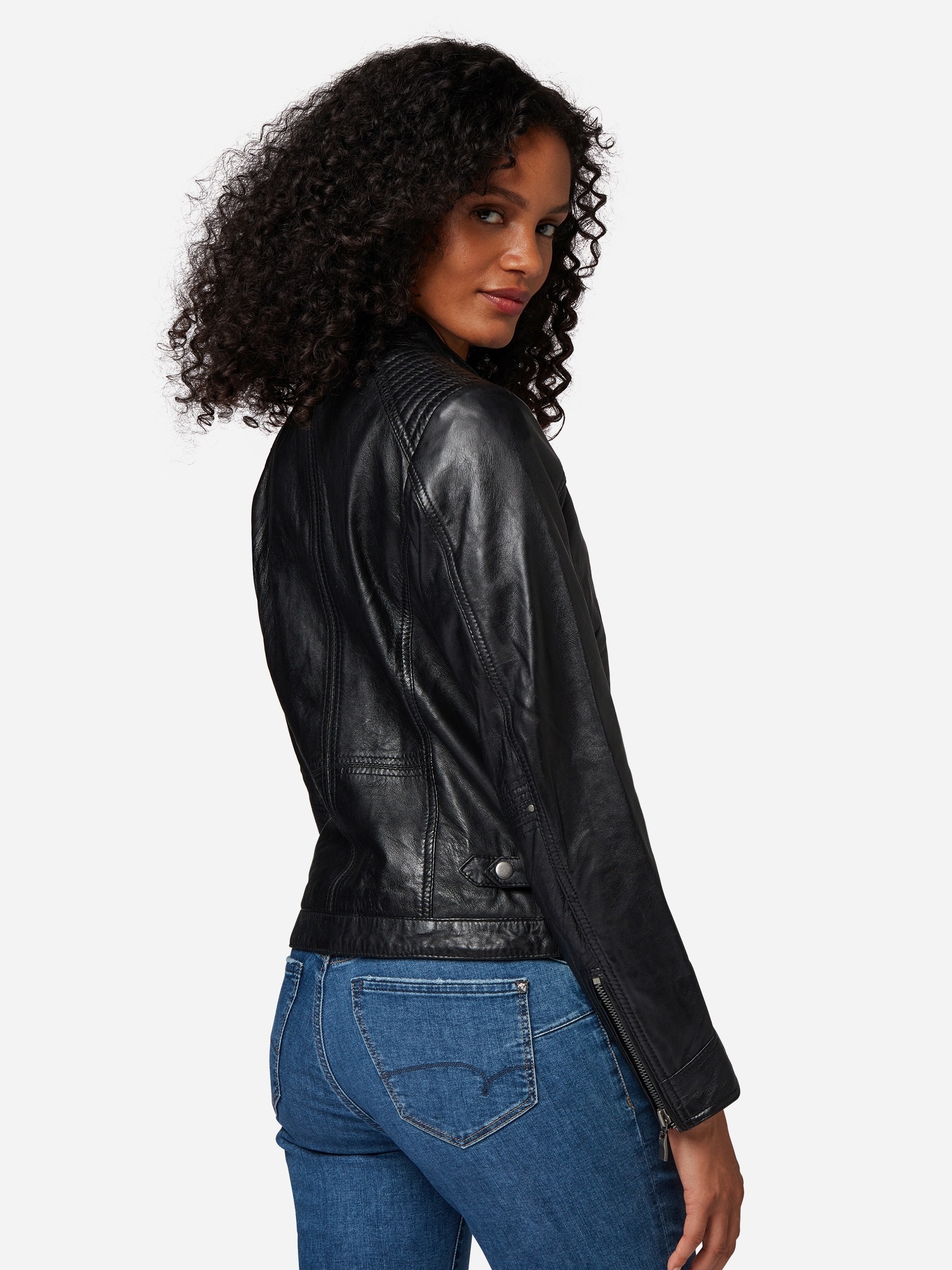 RICANO Bikerjacke »Lederjacke Hannah« ohne Kapuze Handgefertigt aus echtem Leder