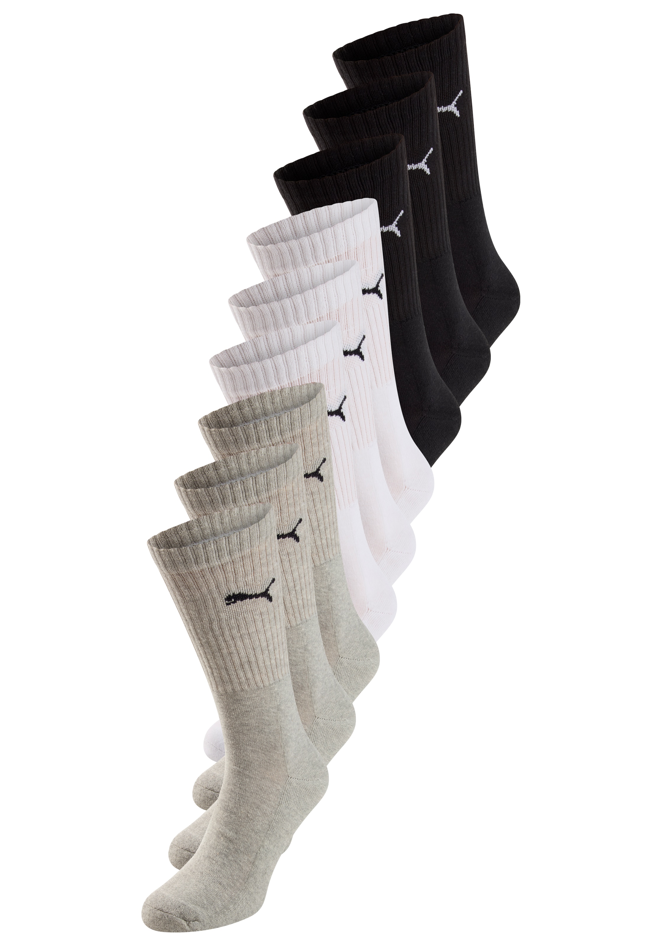 PUMA Sportsocken, (9 Paar), Tennissocken, atmungsaktiv, feuchtigkeitsregulierend