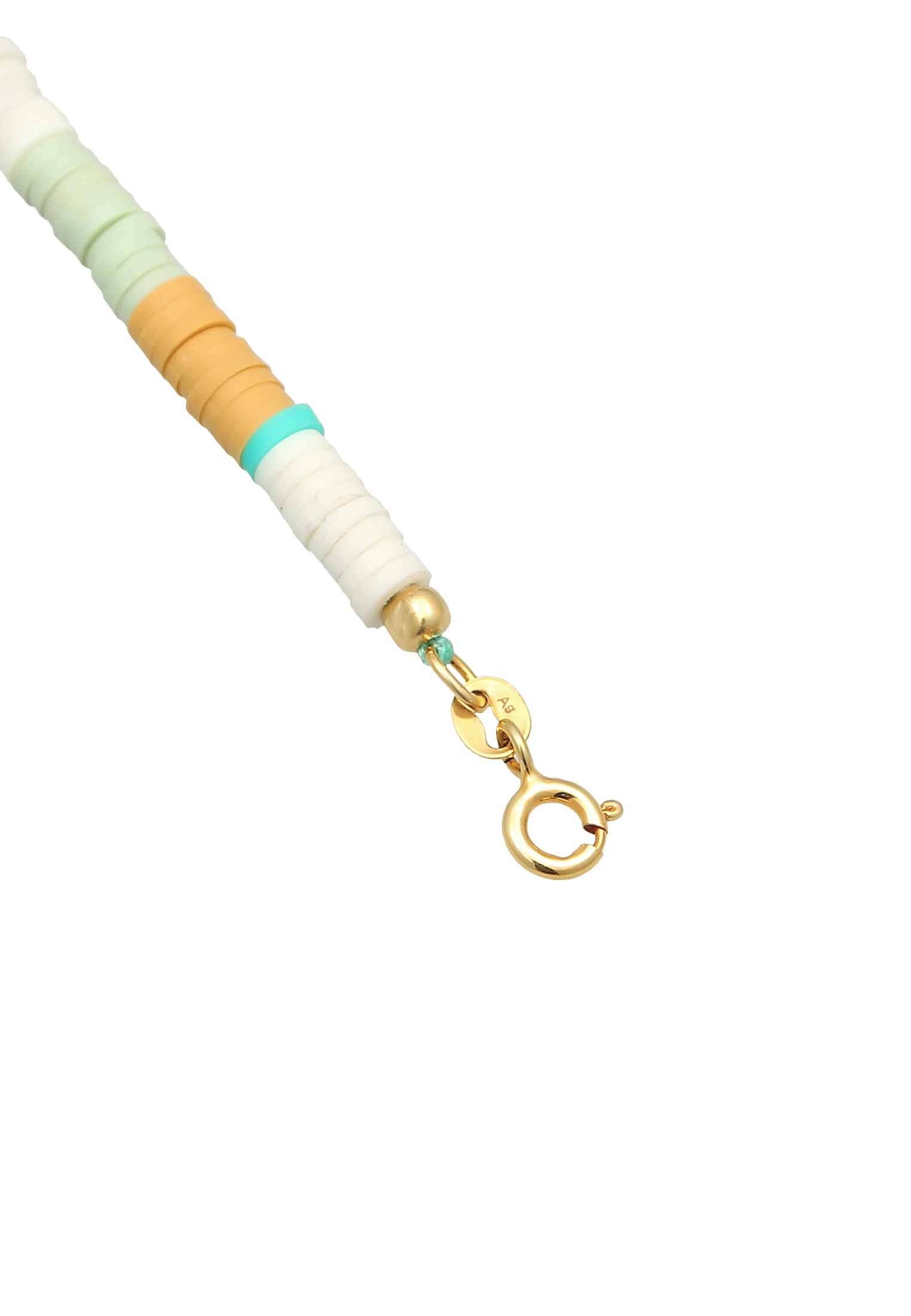 Elli Silberkette »Halskette Heishi Beads Muschelkernperle Surferkette 925 Silber«