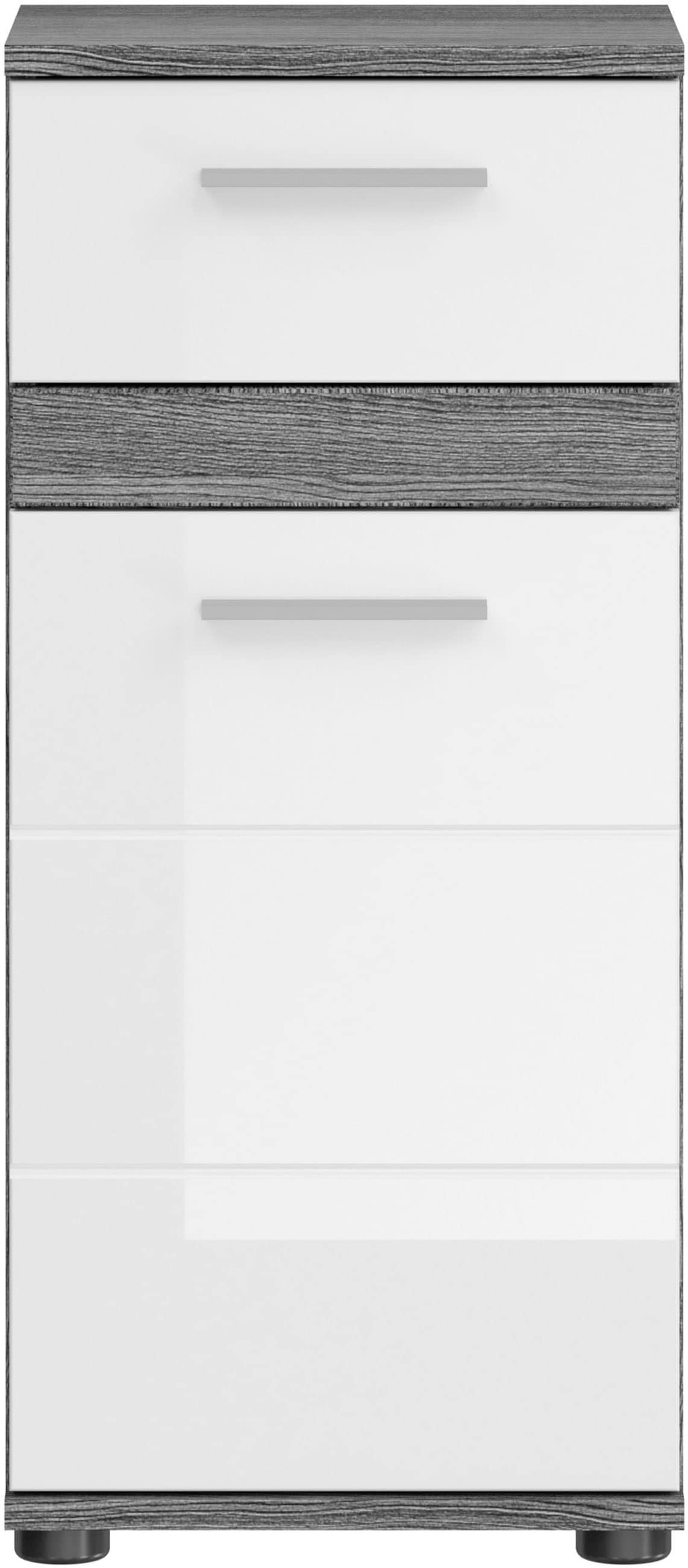 welltime Badmöbel-Set »LUCCA, 5-teilig, TOPSELLER!, inklusive LED Beleuchtung, bestehend aus:«, (Set, 5 St.), Hochschrank, WBU, Spiegelschrank, Unterschrank, Hängeschrank