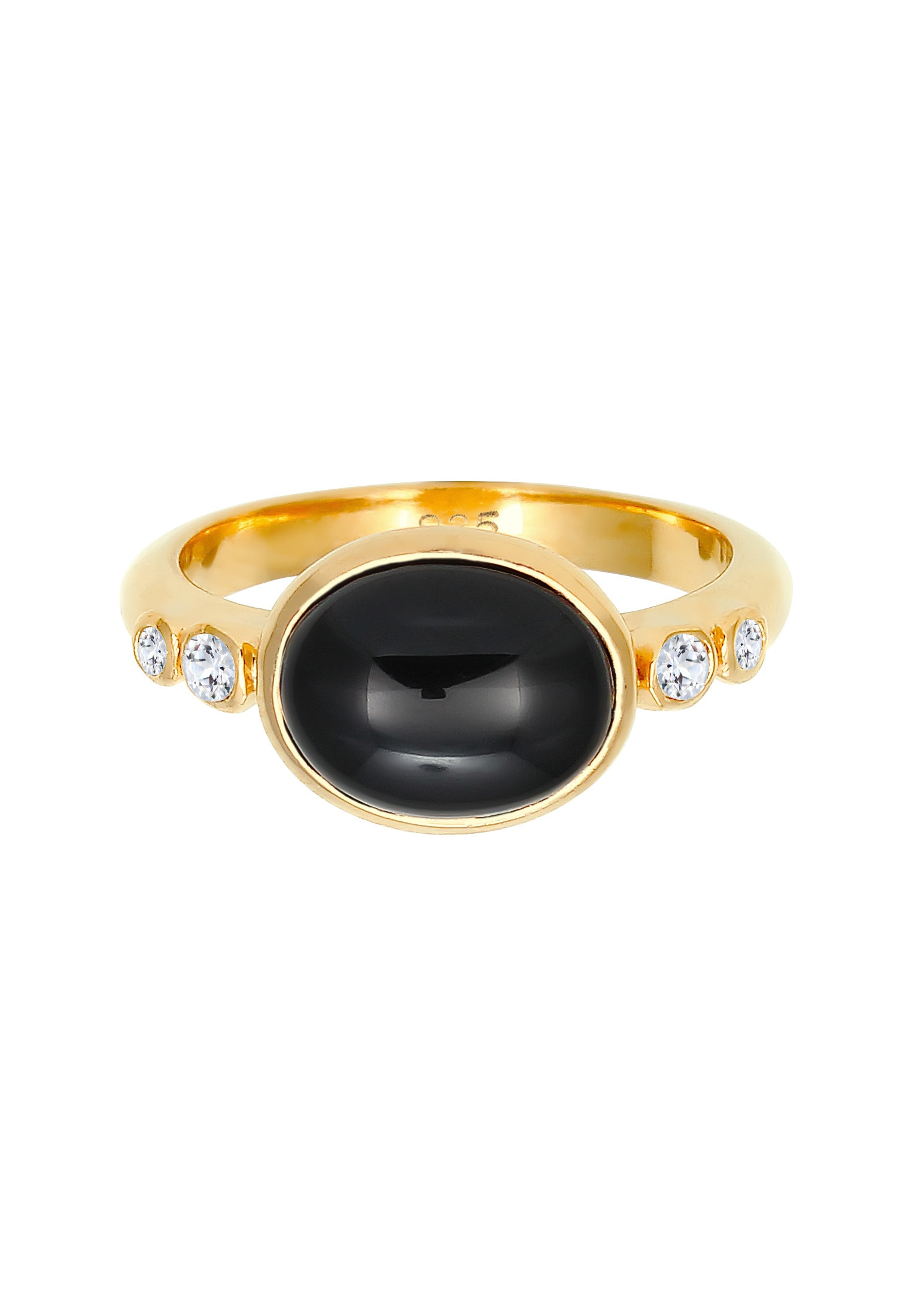 Elli Premium Silberring »Ring Cocktail Topas Schwarz 925 Sterling Silber vergoldet«