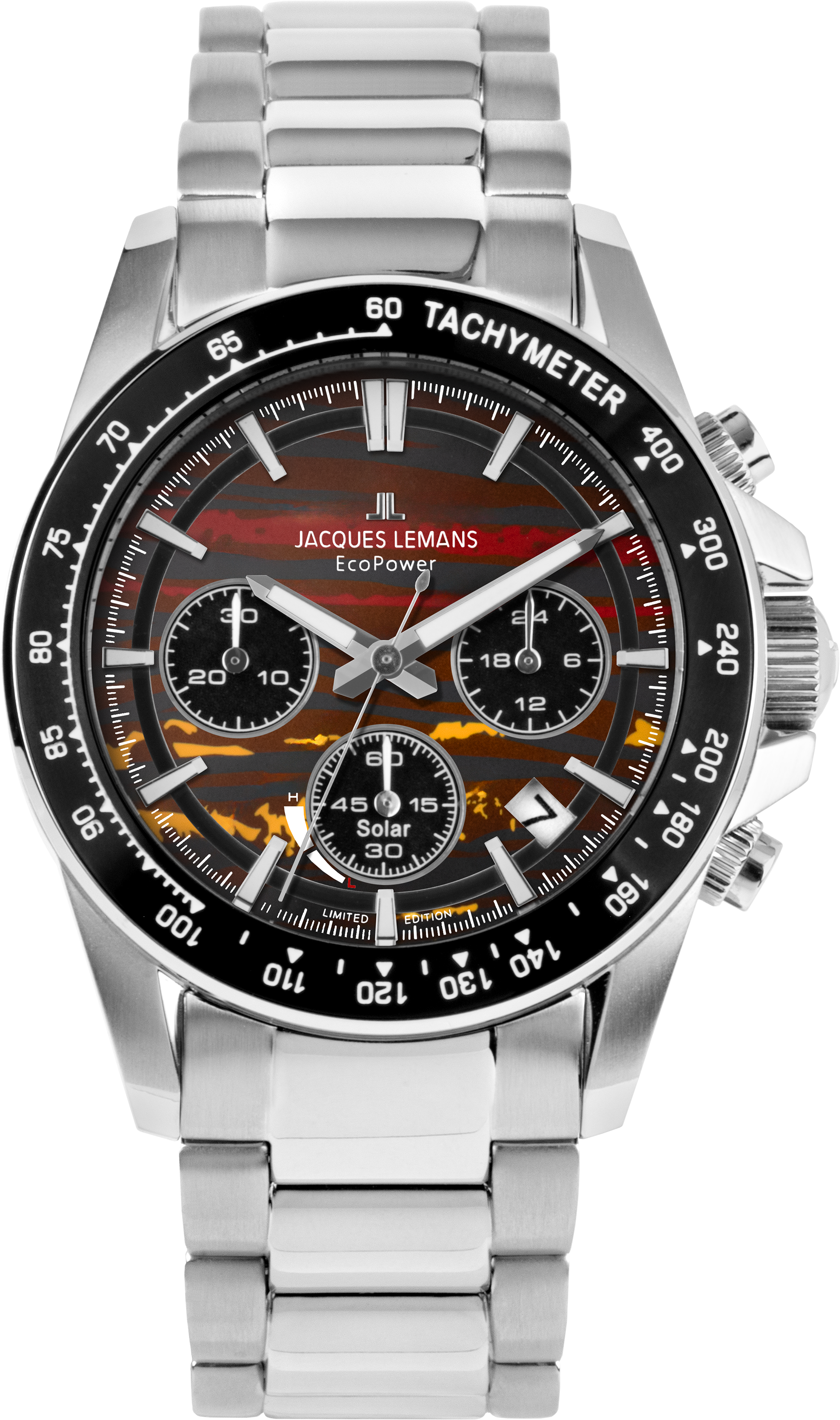 Jacques Lemans Chronograph »Eco Power Limited Edition« Armbanduhr, Solar, Herrenuhr, Edelstahlarmband