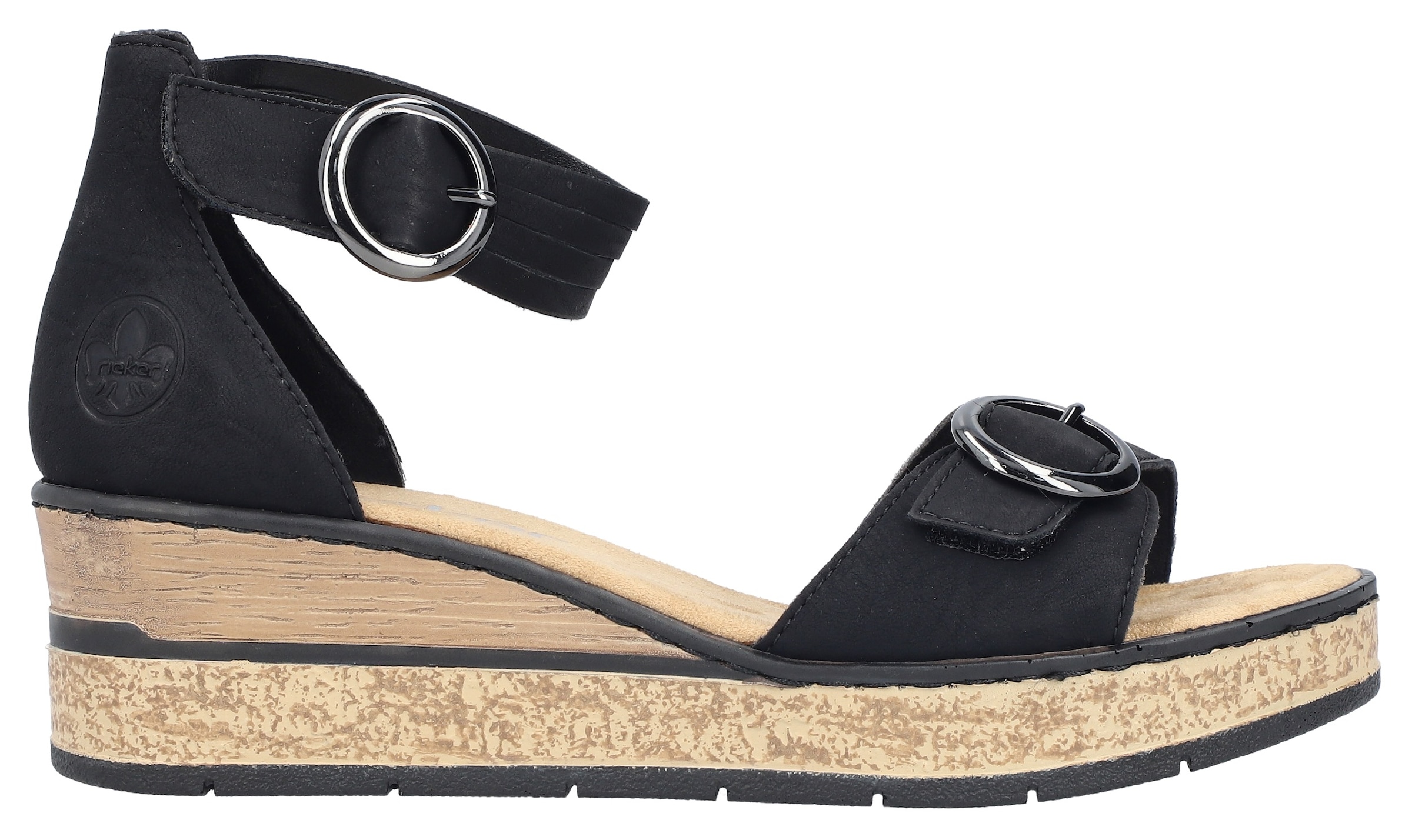 Rieker Keilsandalette  Sommerschuh, Urlaubsschuh, Sandale mit trendy Fesselriemchen