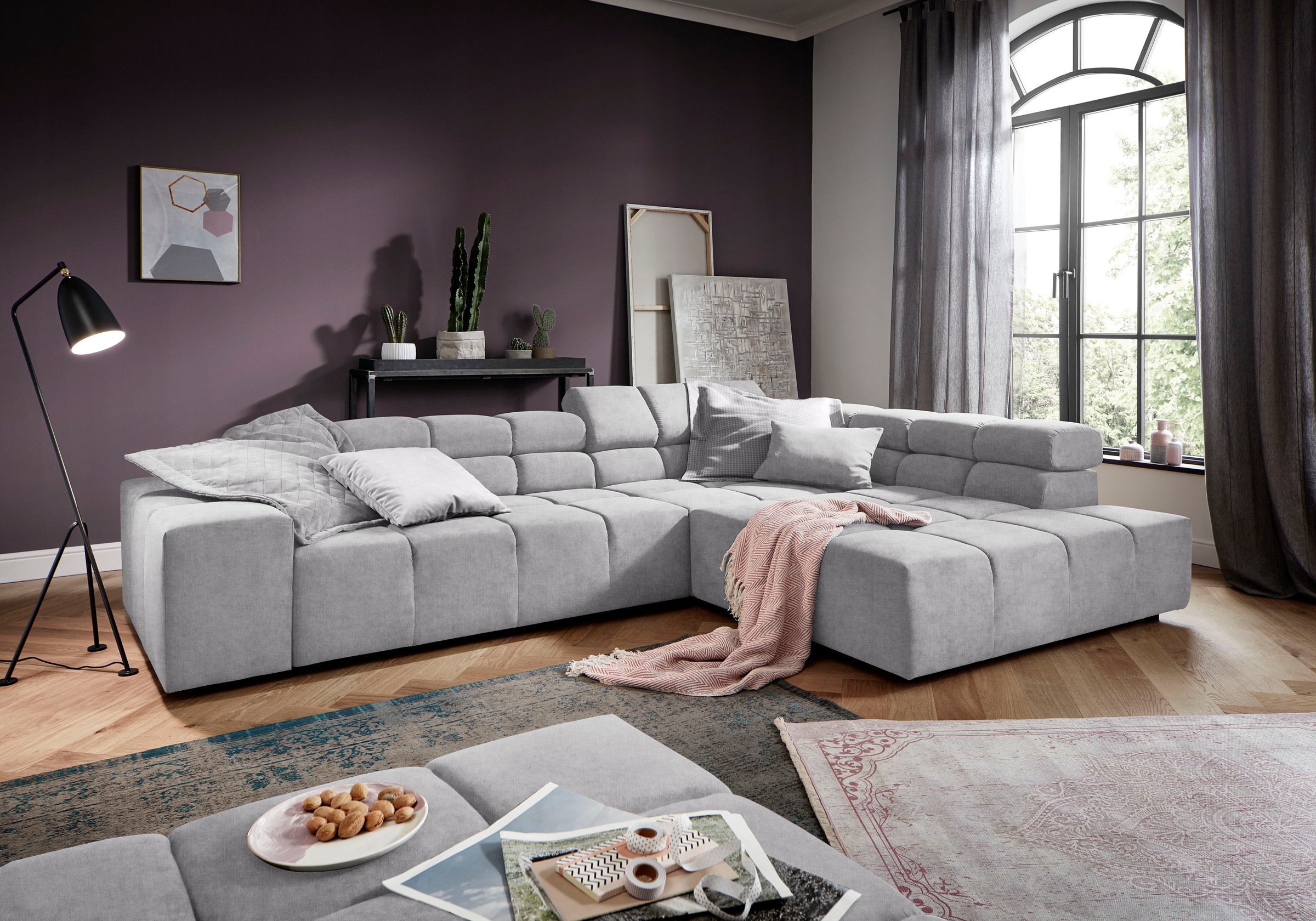 INOSIGN Ecksofa »Ancona incl. Kopfteilverstellung, OTTOs Choice, Breite 319cm, L-Form«, wahlweise motorische Sitztiefenverstellung, auch in Cord + Easy Care