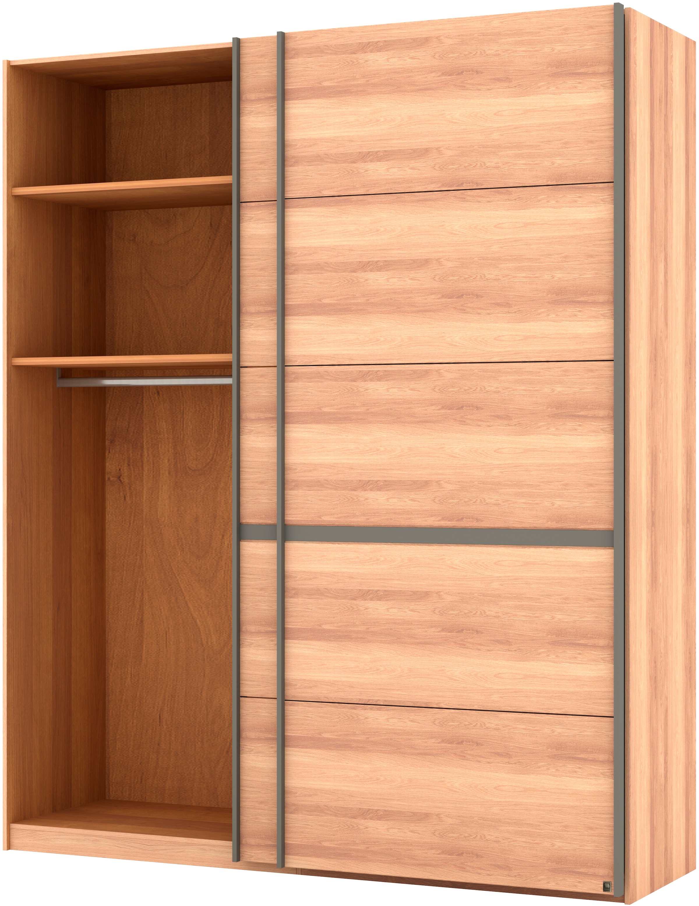 Musterring Schwebetürenschrank »Sorrent, Kleiderschrank, Schrank, Schiebetüren«, (Teilmassiv Eiche, MADE IN GERMANY), Türen in Eiche massiv mit Kassetten-Optik, verschiedene Maße verfügbar