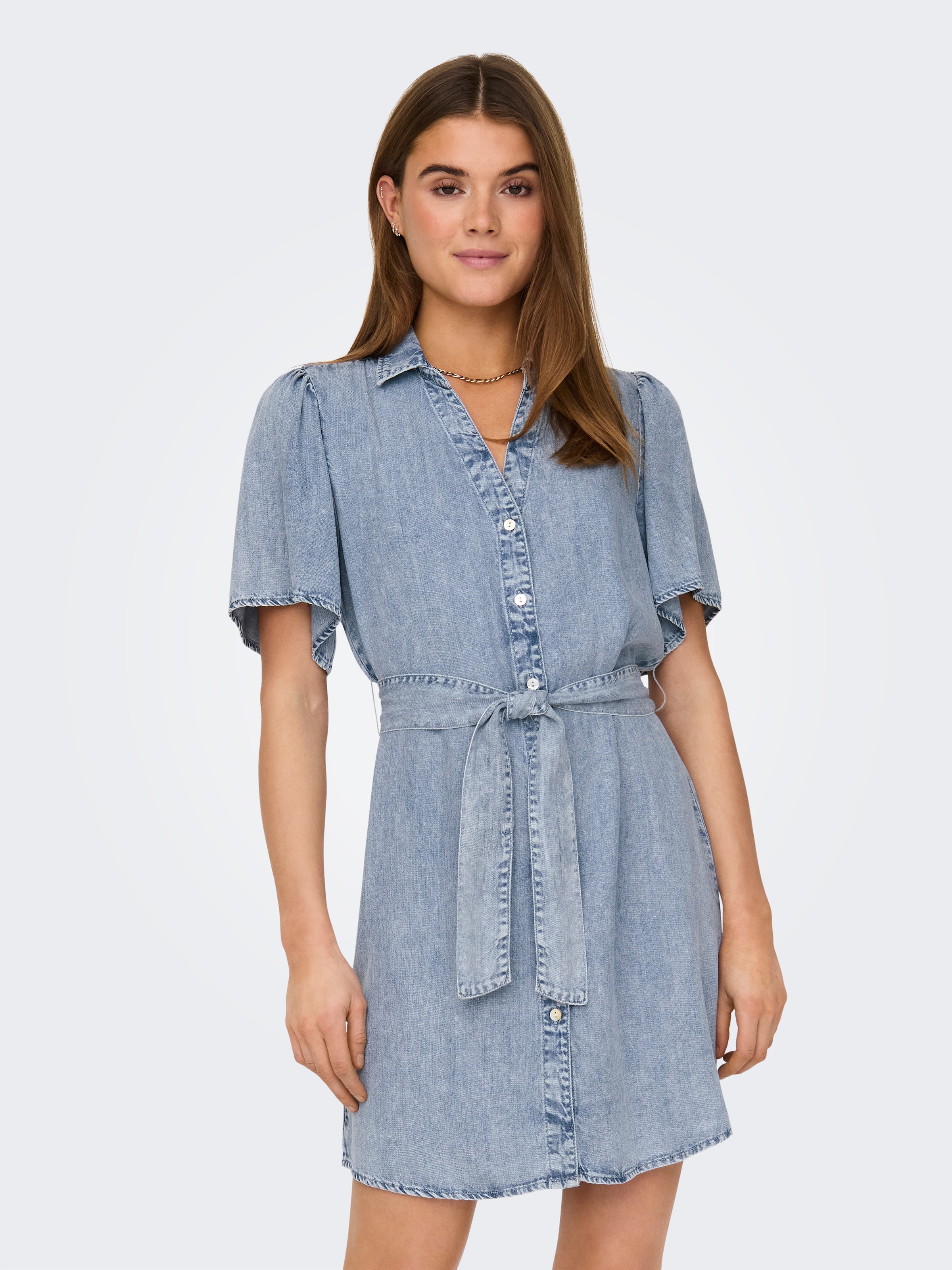 ONLY Jeanskleid »ONLHELENA SS BELTED DNM DRESS QYT« Viskose, regular fit