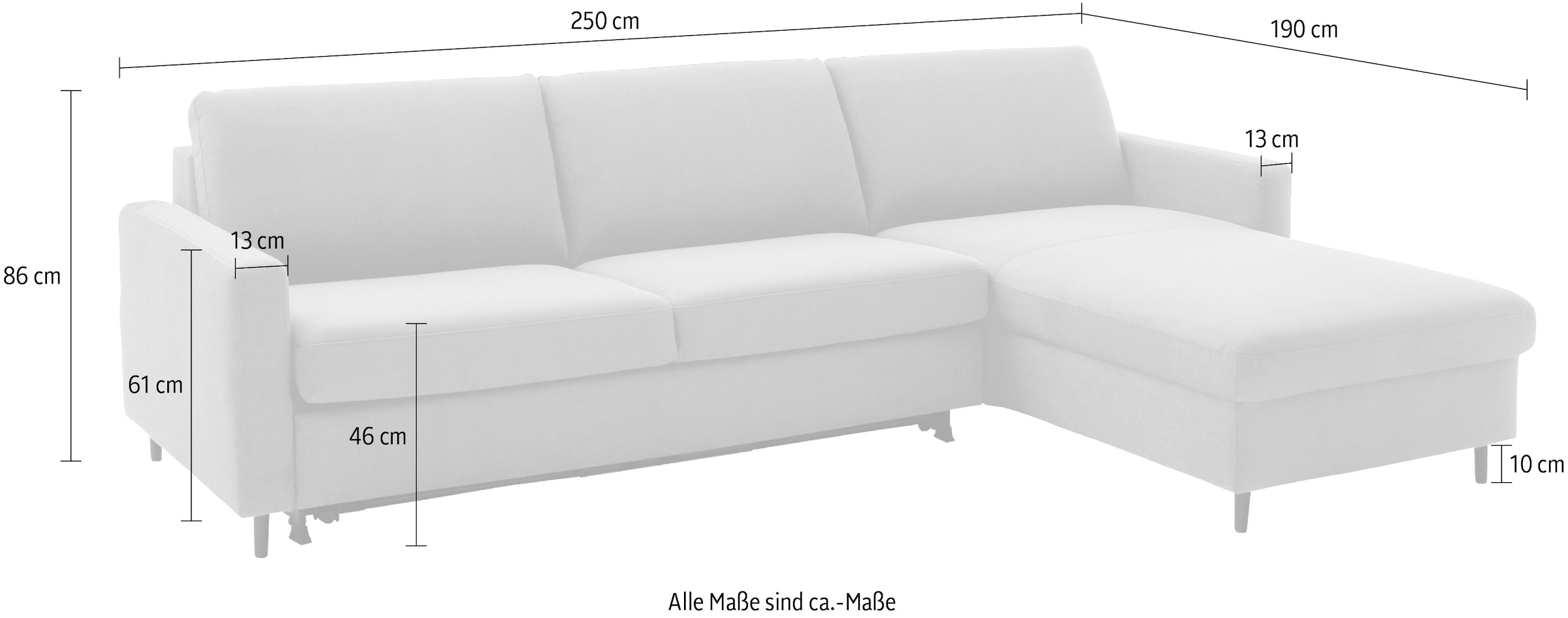 Home affaire Ecksofa »Calestra, Bezug Easy Care, Dauerschlaffunktion in 2 Qualitäten« L-Form, whlw. Kaltschaummatratze RG40 oder Premium RG55, in 3 Breiten