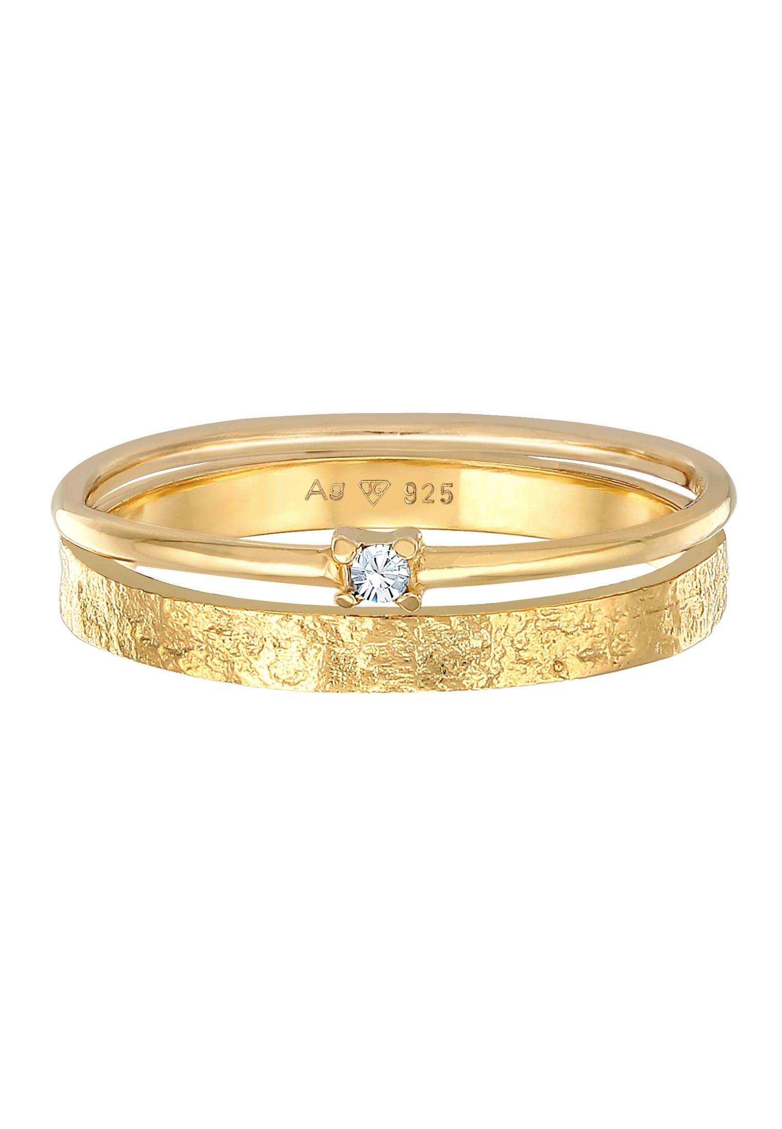 Elli Ring-Set »Ring Stapelring Kristall Solitär Bandring Set 925 Silber«