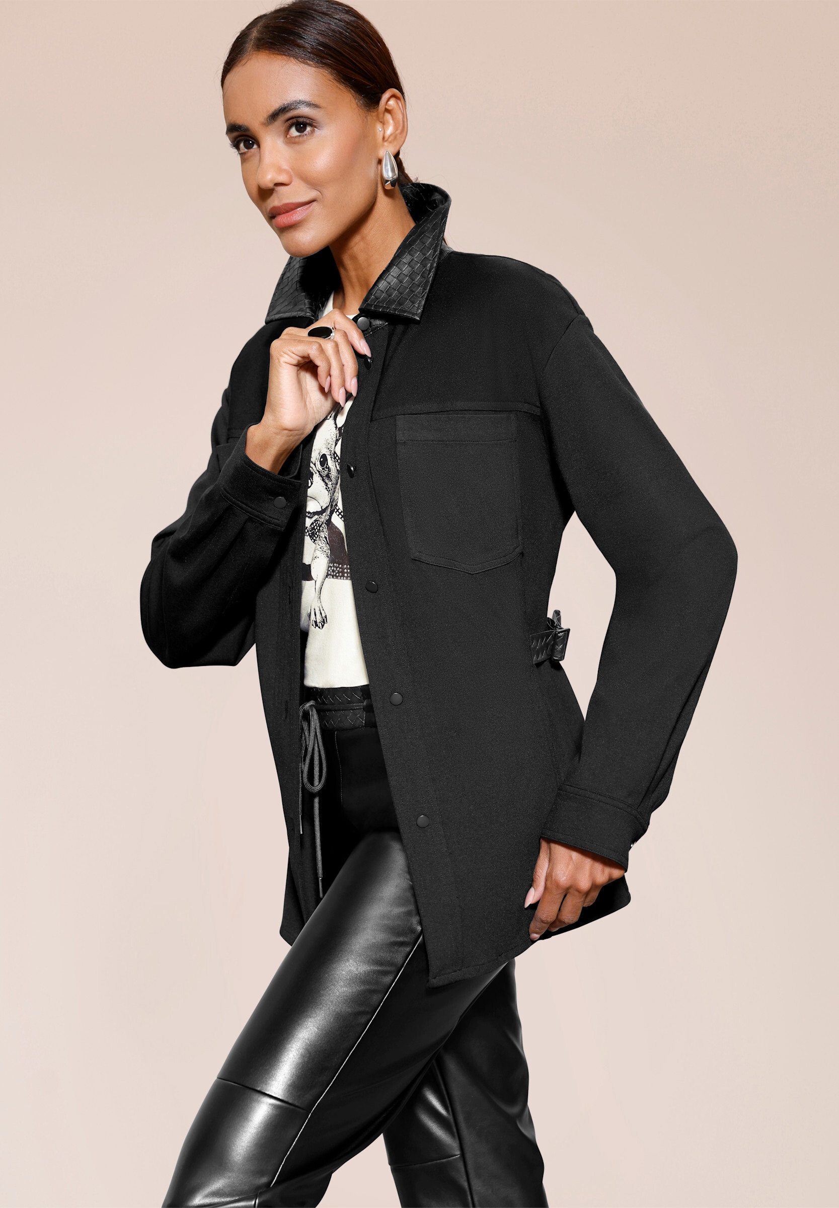 creation L Stoffhose »Lederimitat-Jogpant Lederimitathose mit weitenverstellbarem Bund«