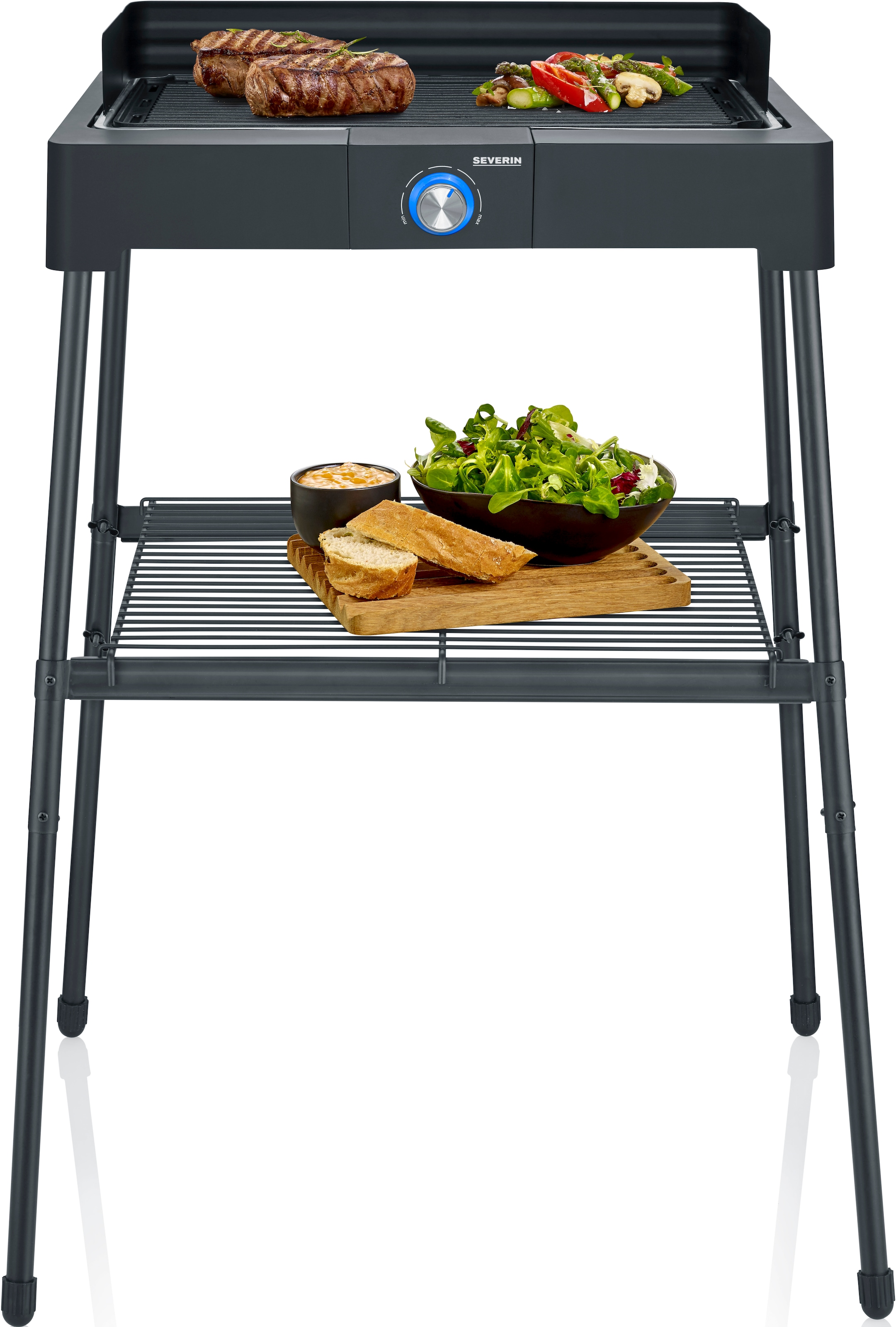 Severin Standgrill »PG 8568« 2200 W Elektrogrill mit Grillplatte, als Stand- oder Tischgrill nutzbar in schwarz