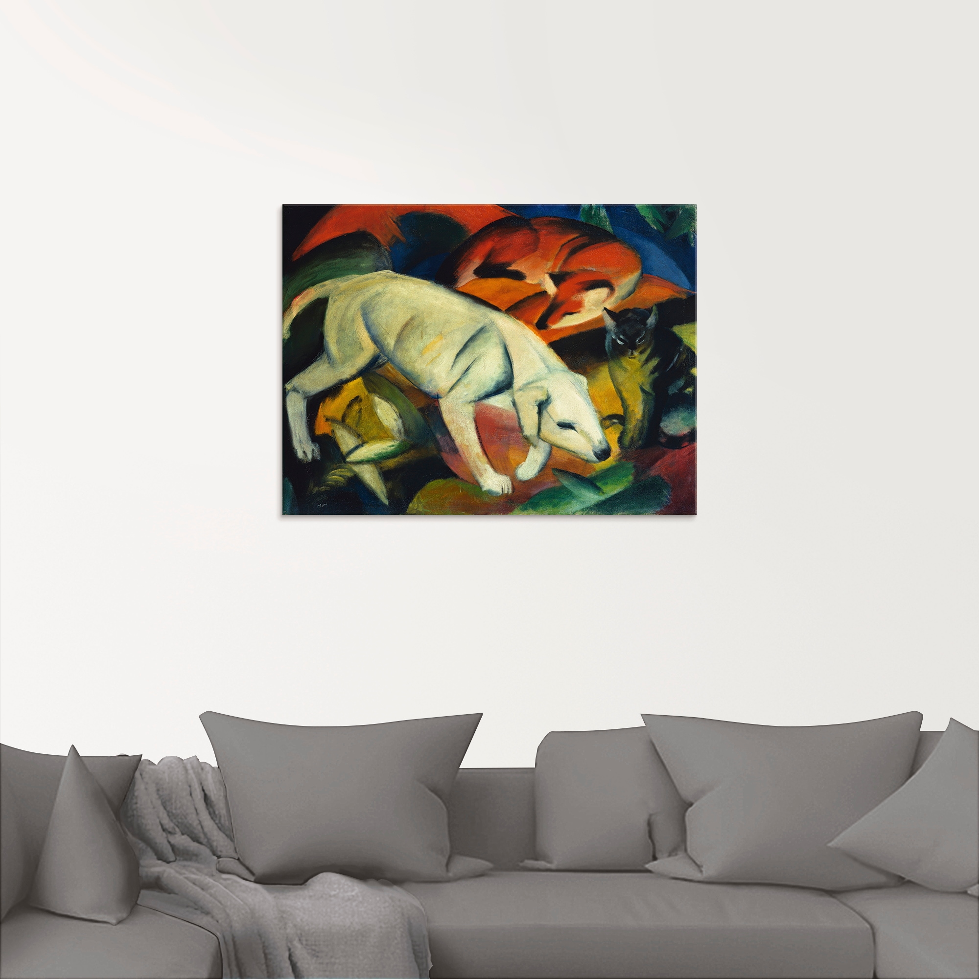 Artland Glasbild »Drei Tiere (Hund Fuchs und Katze). 1912«, Haustiere, (1 St.), in verschiedenen Größen