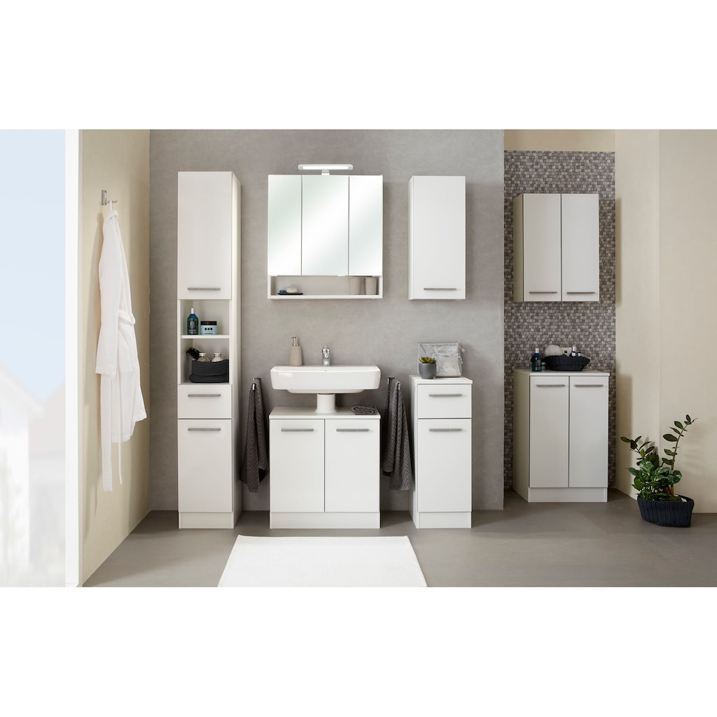 Saphir Waschbeckenunterschrank »Quickset 953 Unterbeckenschrank, 60 cm breit, 2 Türen, Weiß Glanz«