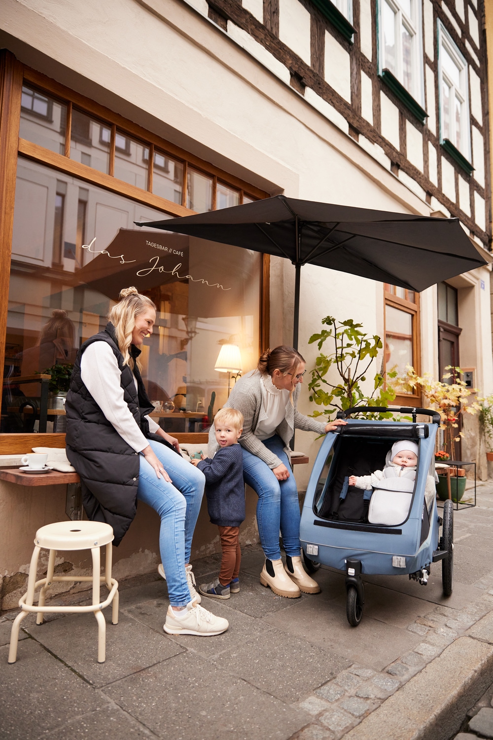 Hauck Fahrradkinderanhänger »2in1 Bike Trailer und Buggy Dryk Duo Plus, dark blue«, für 2 Kinder; inklusive Deichsel