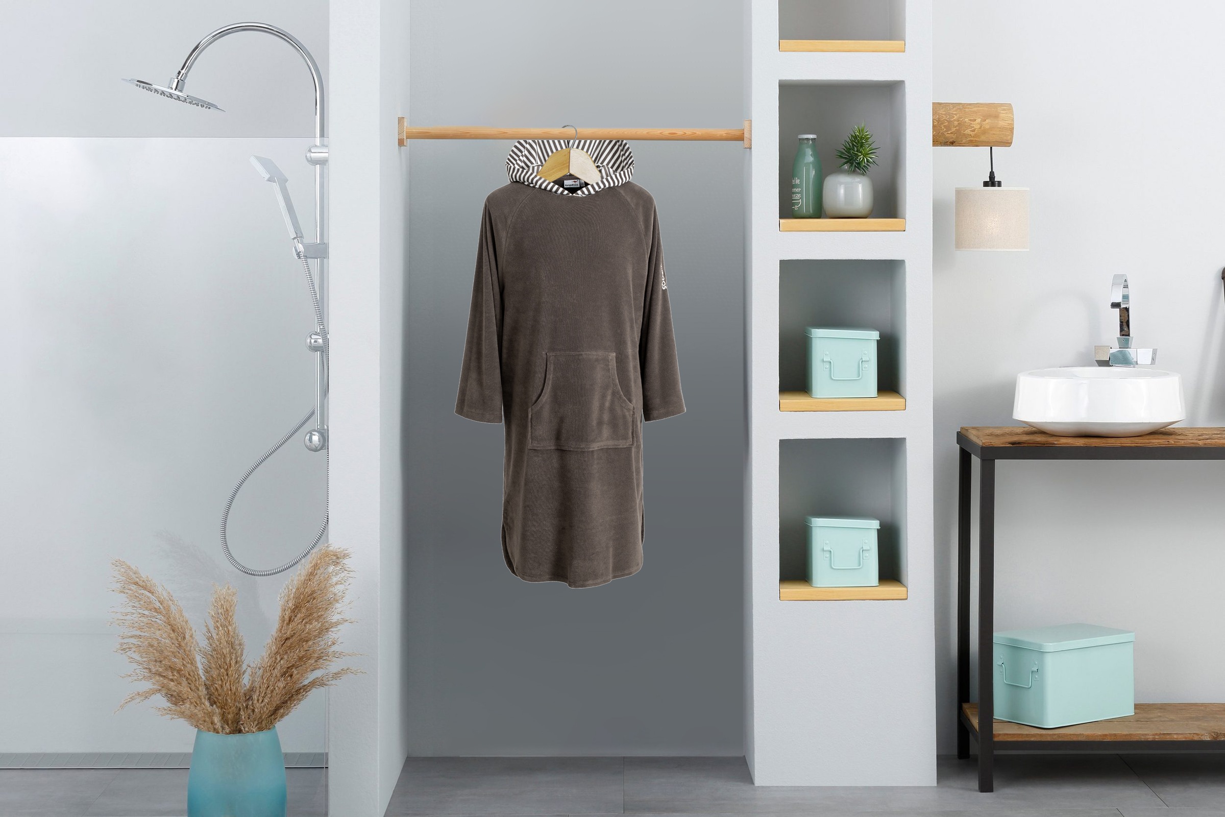 KangaROOS Badeponcho »Dalia Surfponcho, ideal für Sauna, Spa & im Urlaub« 1 Stk. weich, Uni-Farben mit Streifen, leicht, Unisex, für Damen und Herren