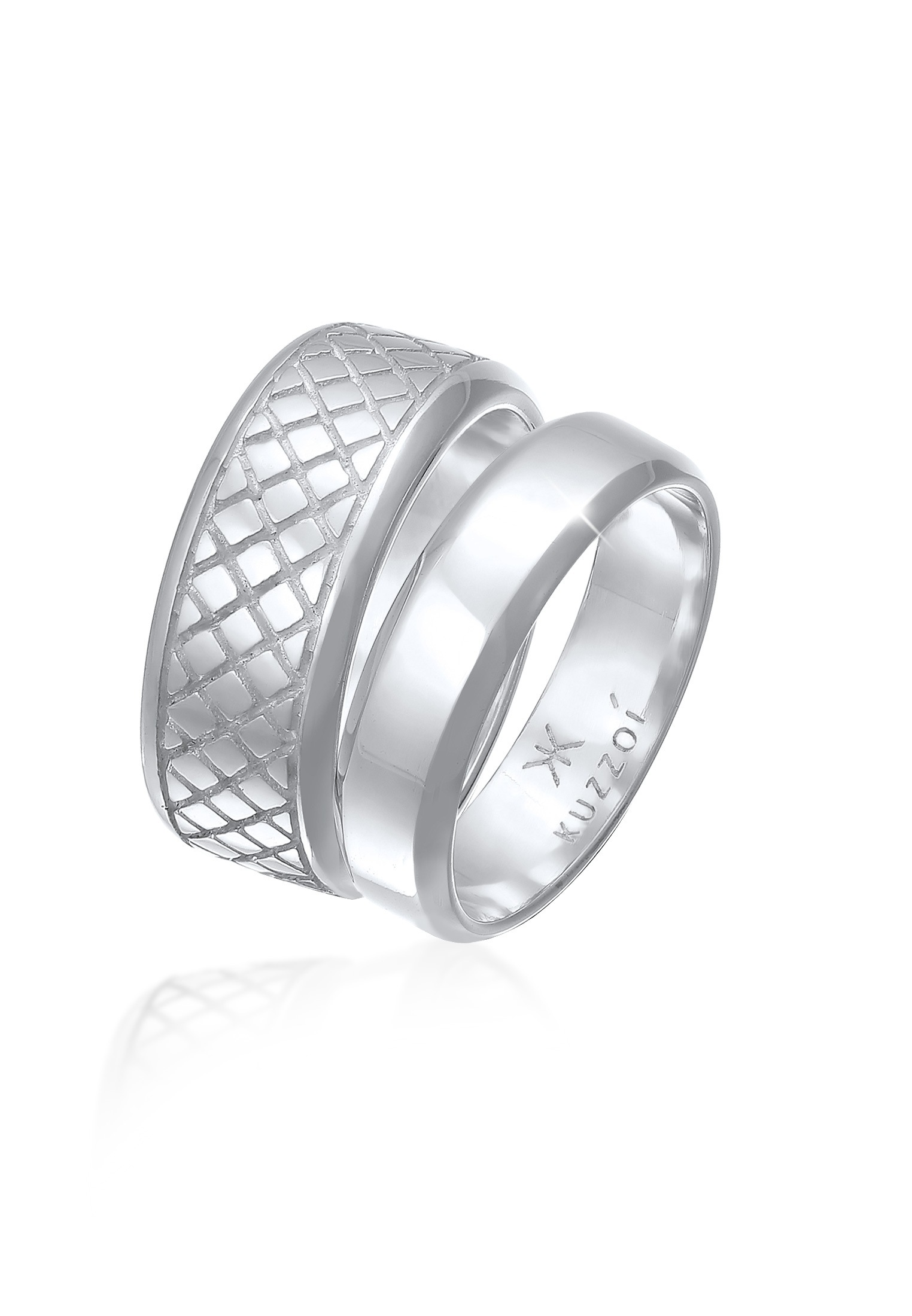 Kuzzoi Ring-Set »Ring Herren Bandring Basic 2er Set 925 Silber«