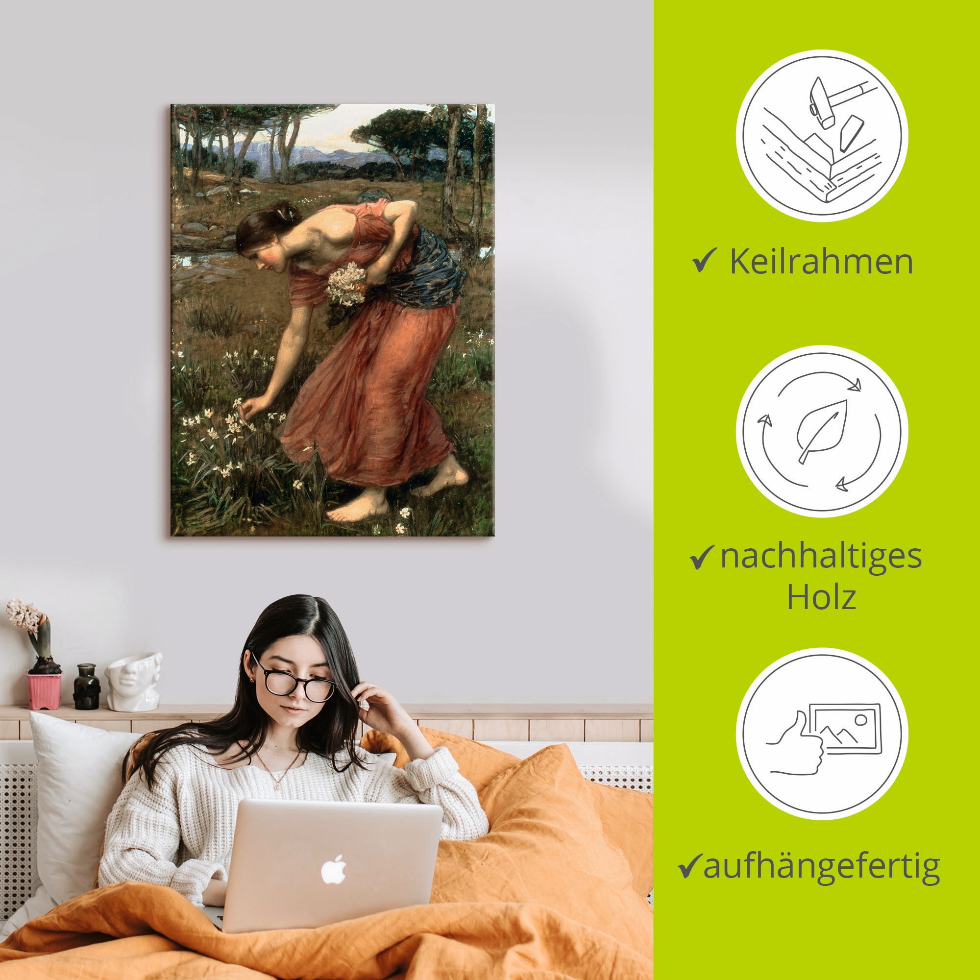 Artland Leinwandbild »Narziß« Frau 1 Stk. tlg. auf Holzrahmen gespannt