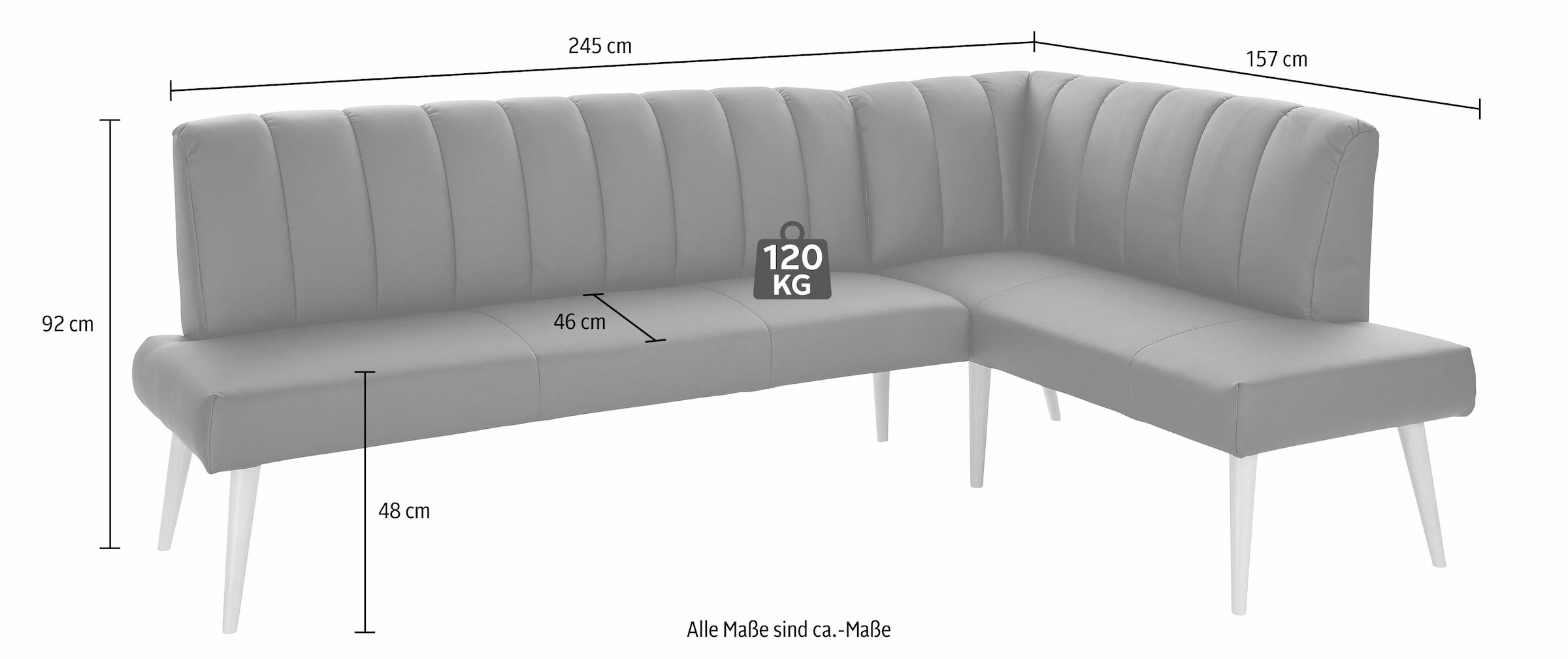 exxpo - sofa fashion Eckbank »Costa, moderne Rückensteppung, bequem und elegant, hoher Holzfuß«, hochwertig verarbeitet, Frei im Raum stellbar