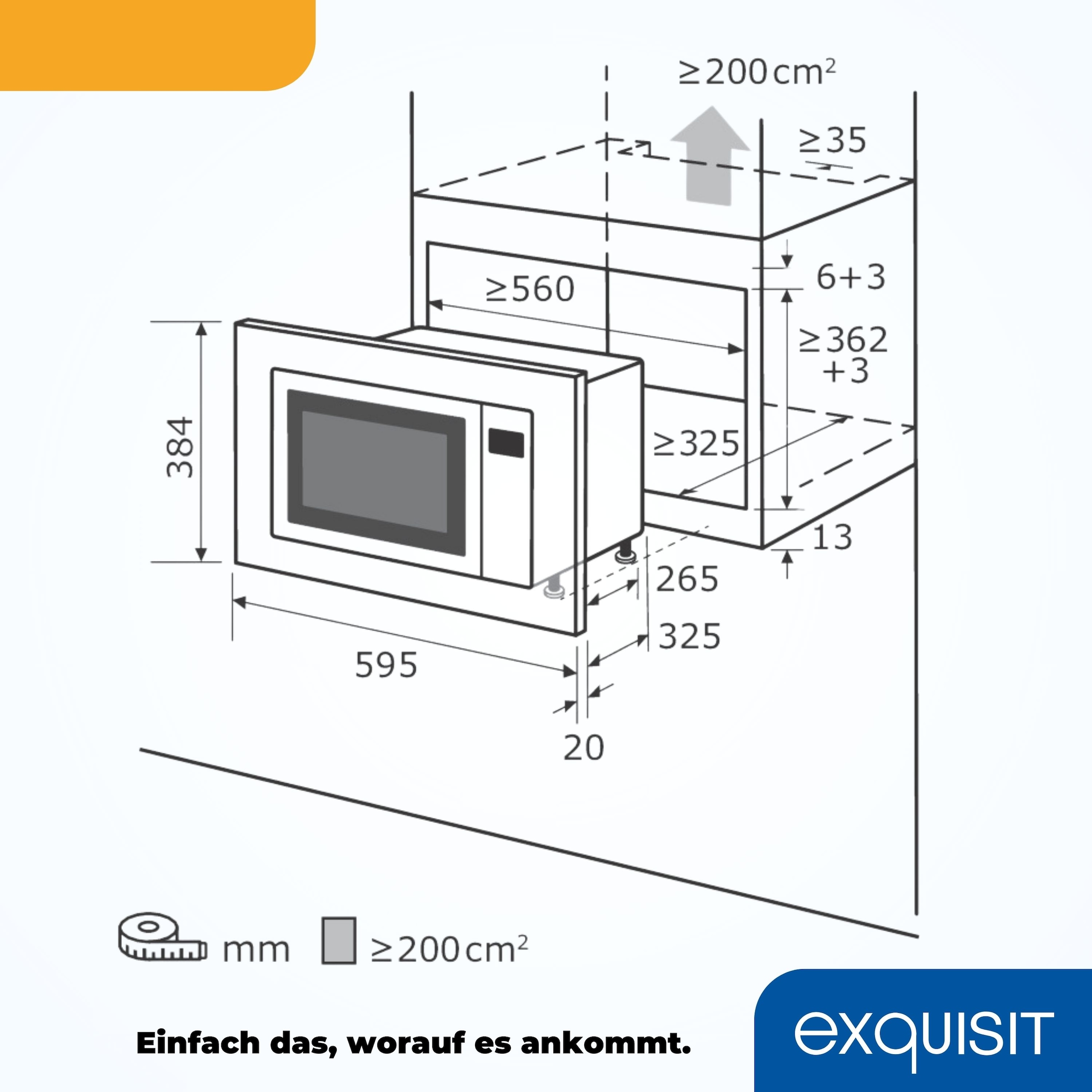 exquisit Einbau-Mikrowelle »EMW10-020«, Mikrowelle, 1300 W
