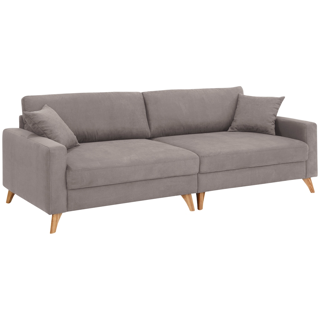 Home affaire Big-Sofa »Stanza«, incl. 2 Zierkissen und Keder, moderne Holzfüße, B/T/H: 254/113/89 cm