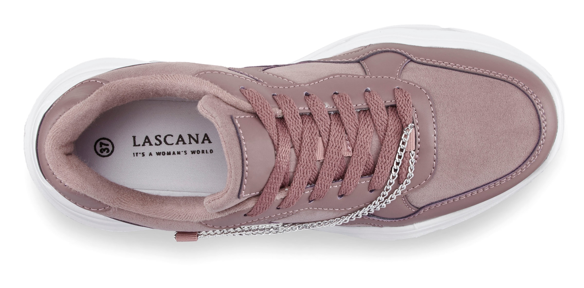 LASCANA Sneaker, mit Chunky-Sohle & Ketten, Schnürhalbschuhe, Freizeitschuhe VEGAN