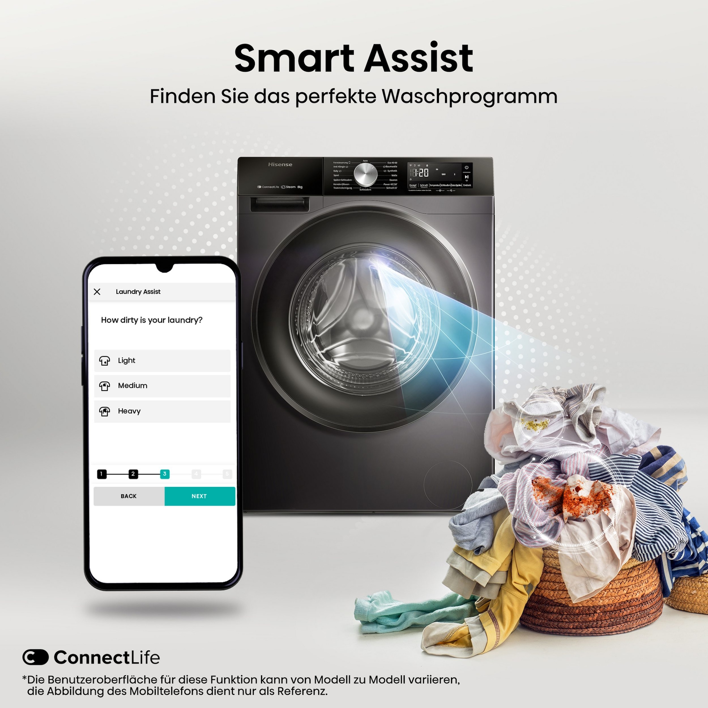 Hisense Waschmaschine 3S Serie »WF3S8043BB3« 8 kg 1400 U/min Wifi-ConnectLife
