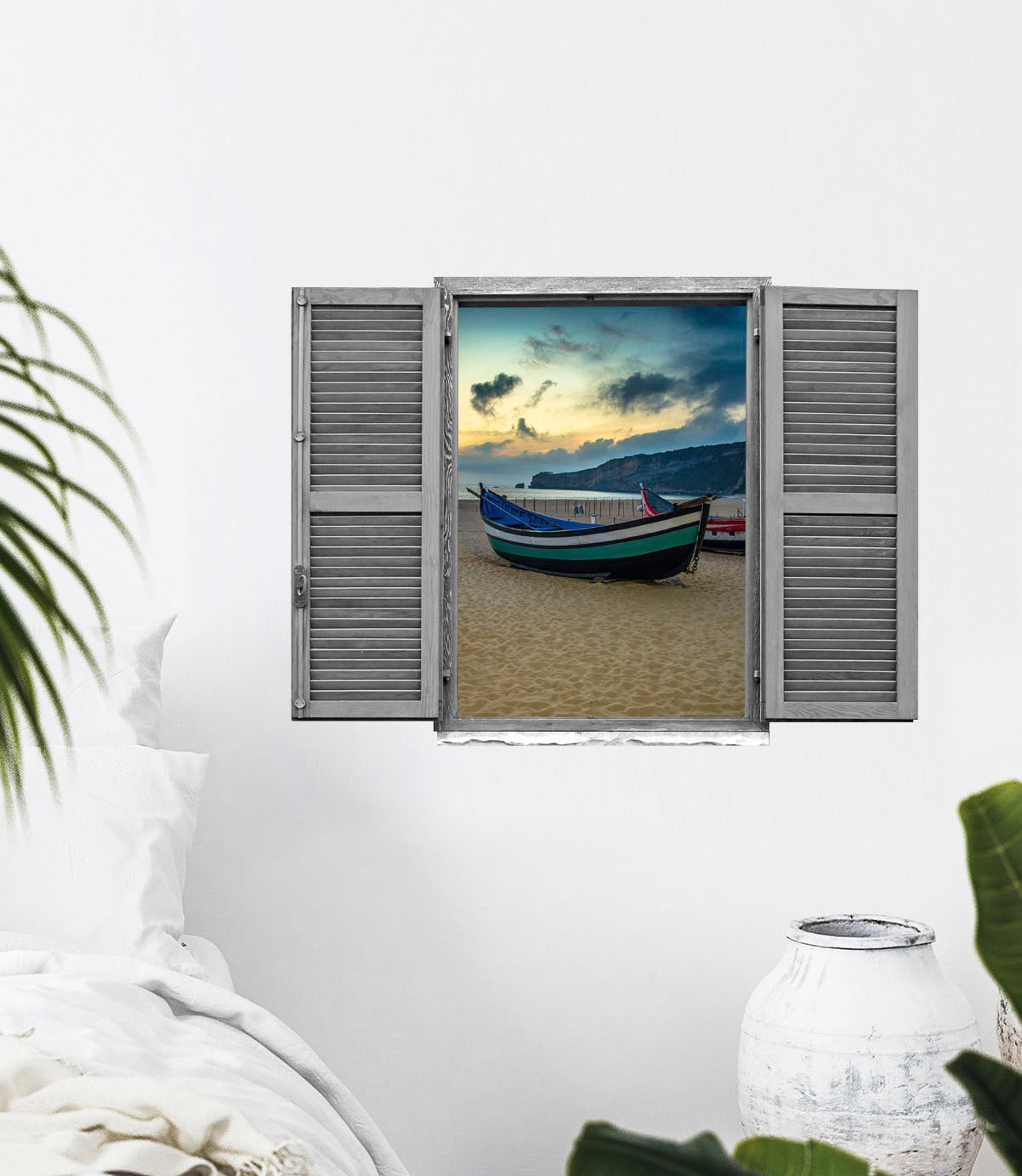 queence Wandtattoo »Boote am Strand«, (1 St.), Wandsticker, Wandbild, selbstklebend, 3D, Fenster